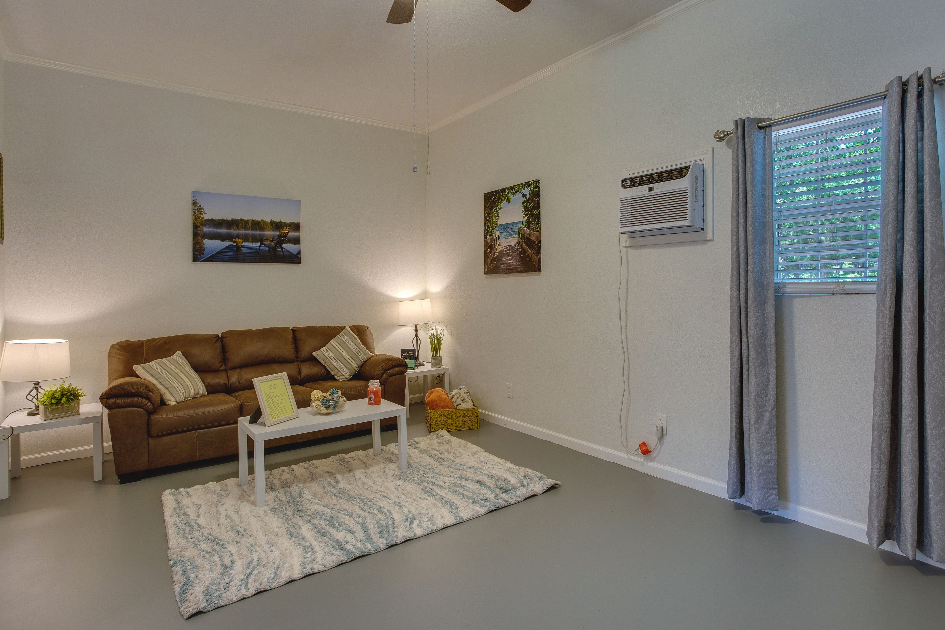 Living Room | Full Sleeper Sofa | Free WiFi | Smart TV | Window A/C Units