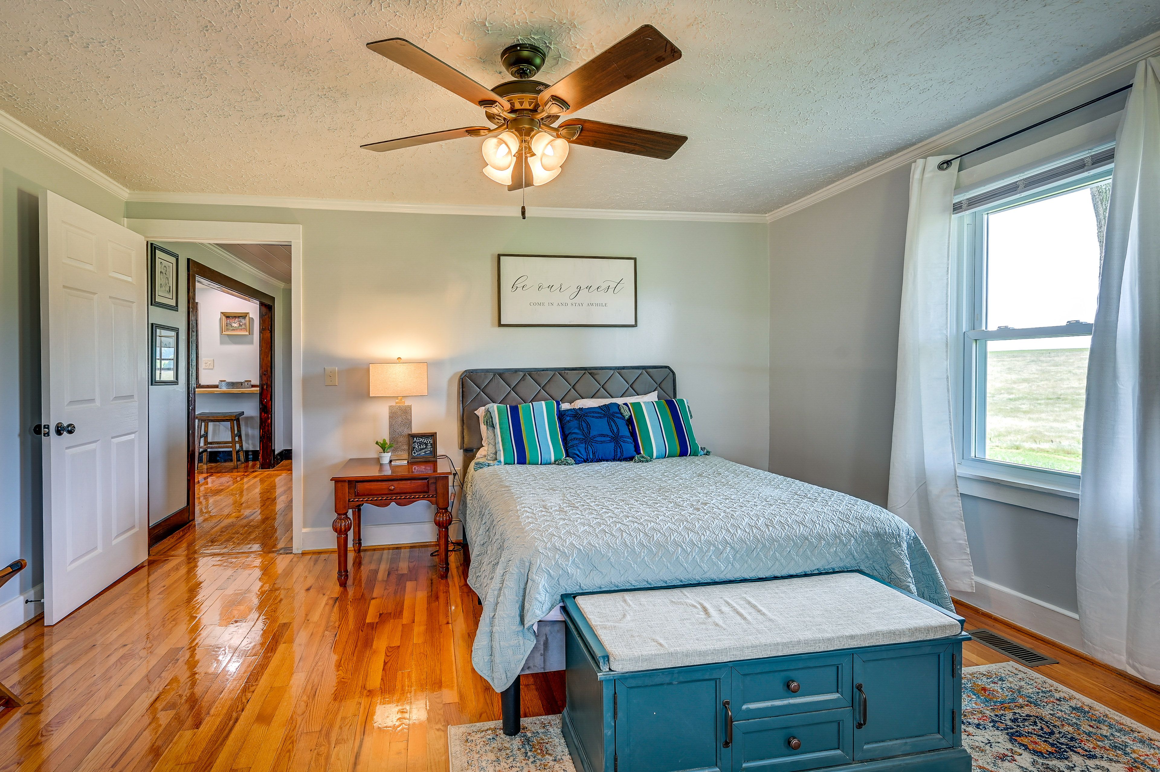Bedroom 1 | Queen Bed | Smart TV | Electric Fireplace