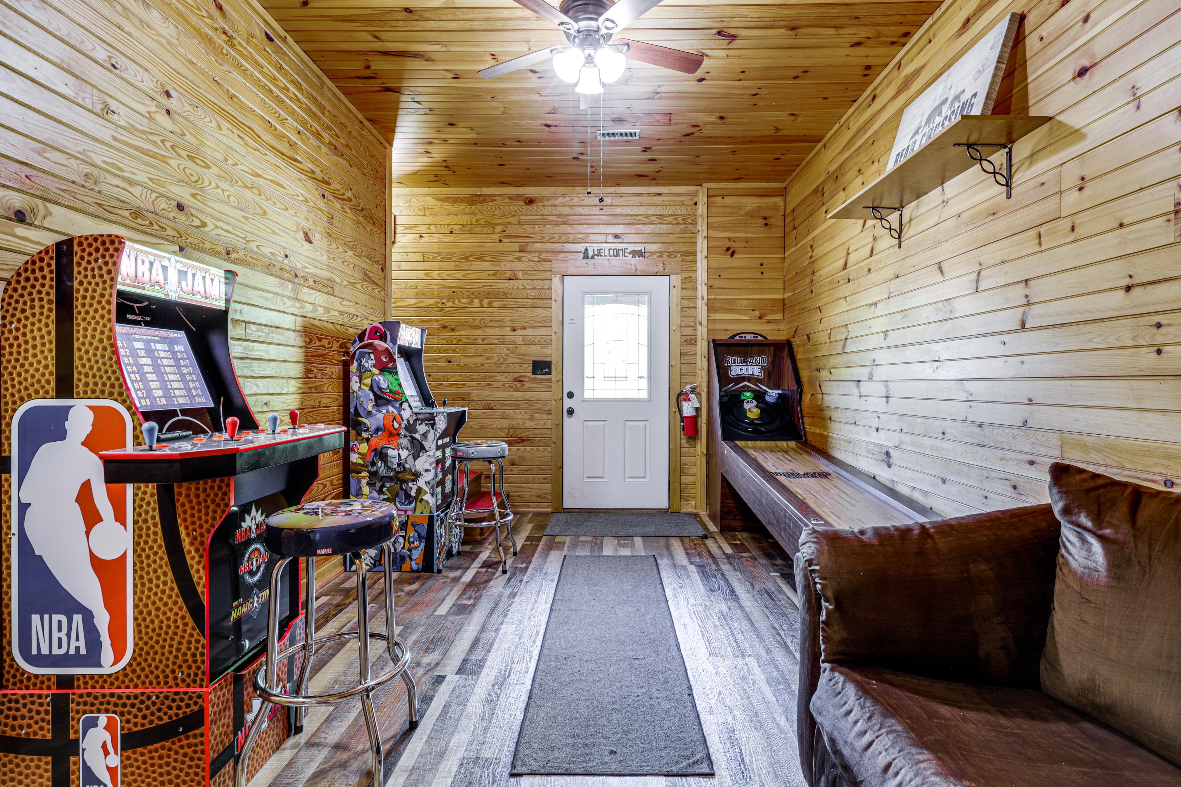 Game Room | Sleeper Sofa | Lower Level | Arcade Games | Skee-Ball Game