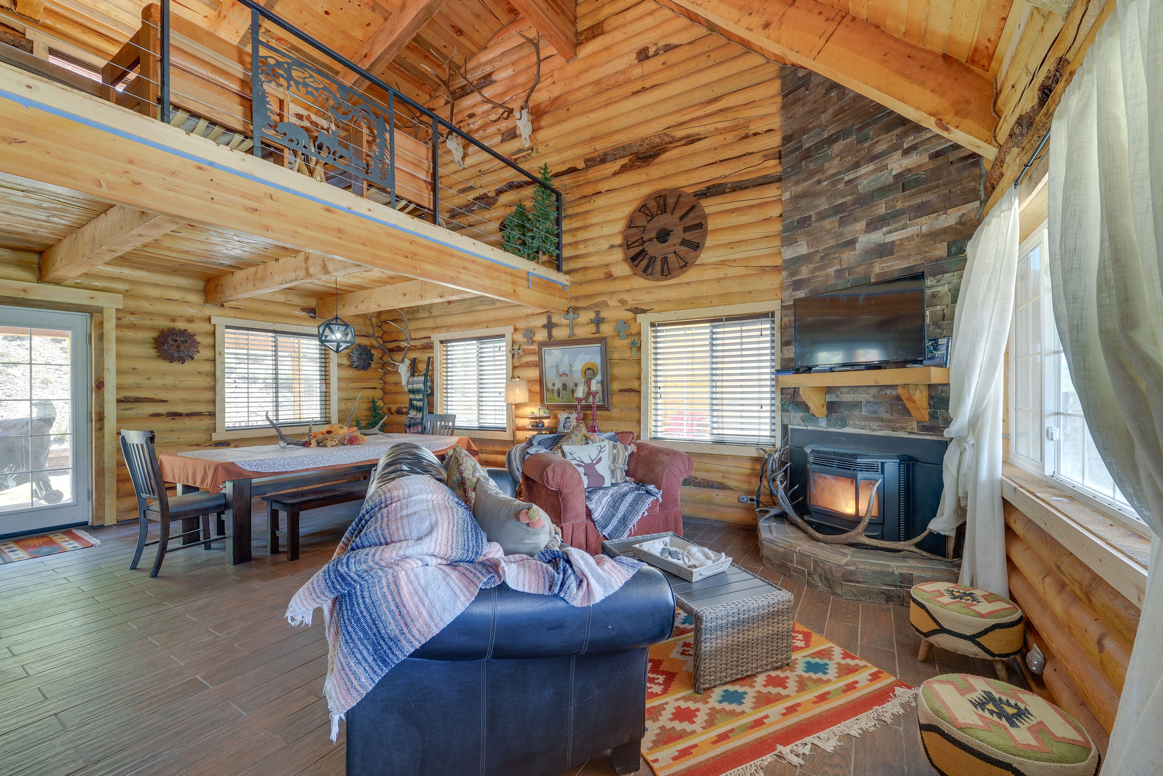 Living Room | Free WiFi | Flat-Screen TV w/ Cable | Wood-Burning Fireplace