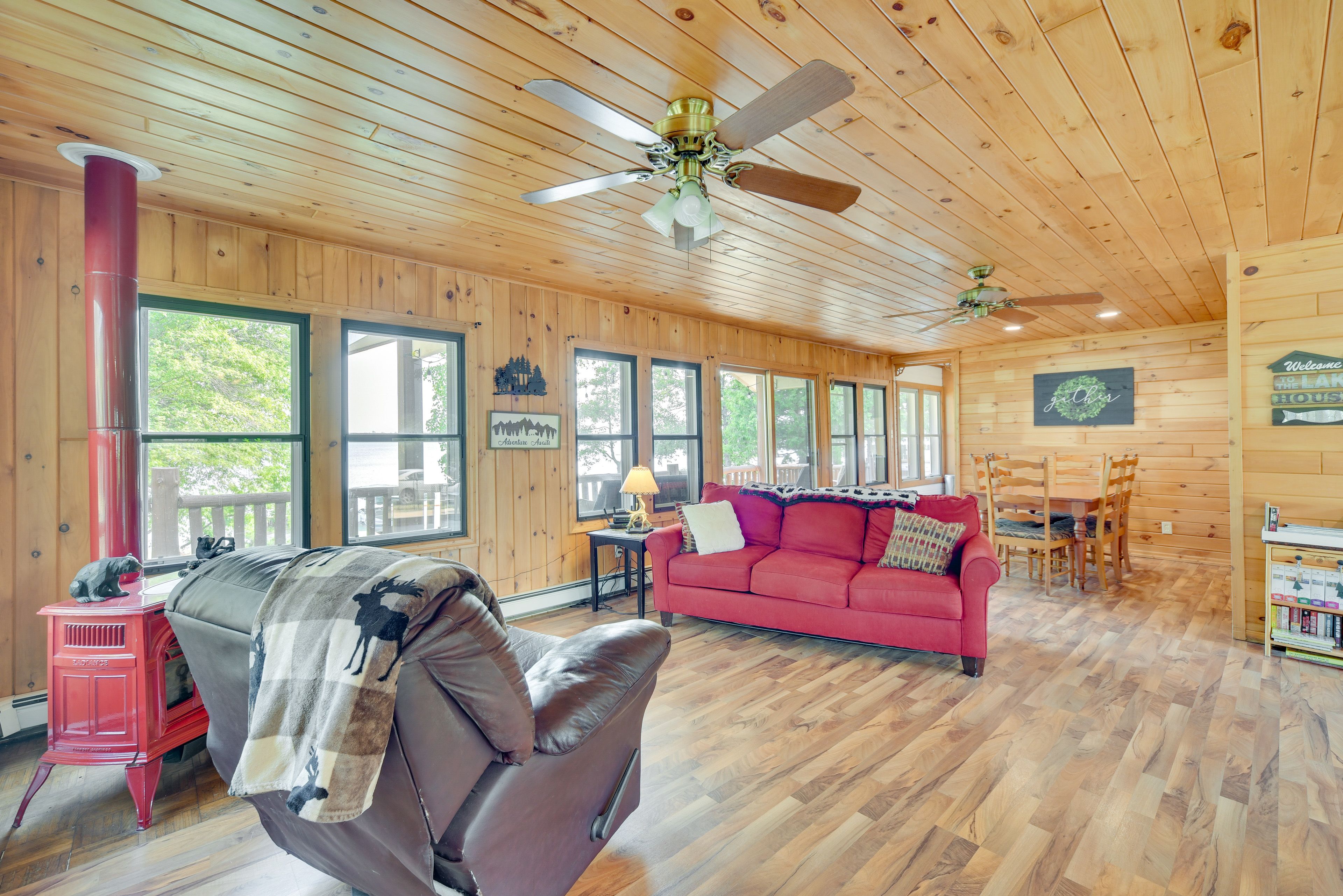 Living Room | Sleeper Sofa | Wood-Burning Stove | Ceiling Fans