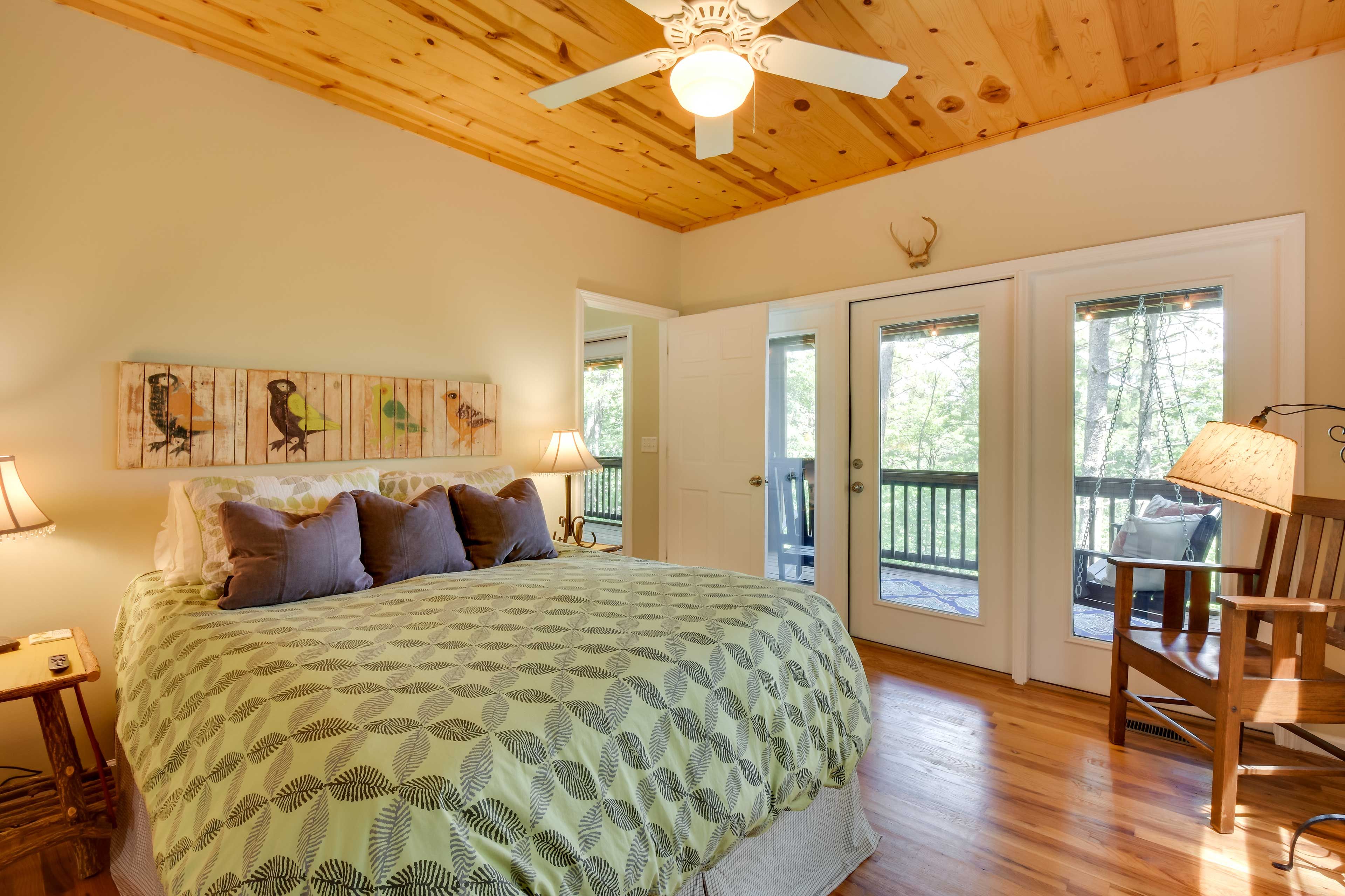 Bedroom 1 | 1st Floor | Queen Bed | Linens Provided | Smart TV | Deck Access