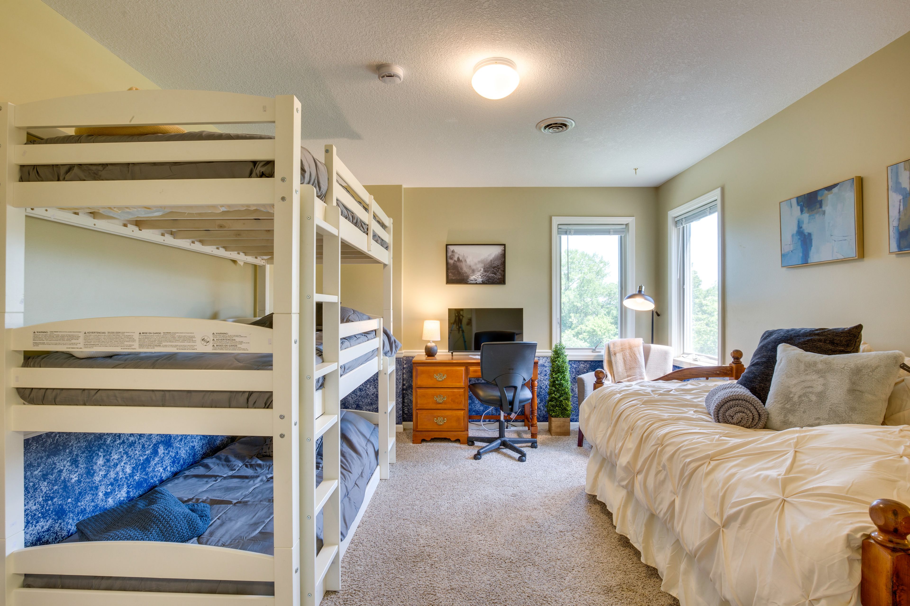 Bedroom 3 | Triple Twin Bunk Bed | Twin Daybed w/ Twin Trundle | 2nd Floor