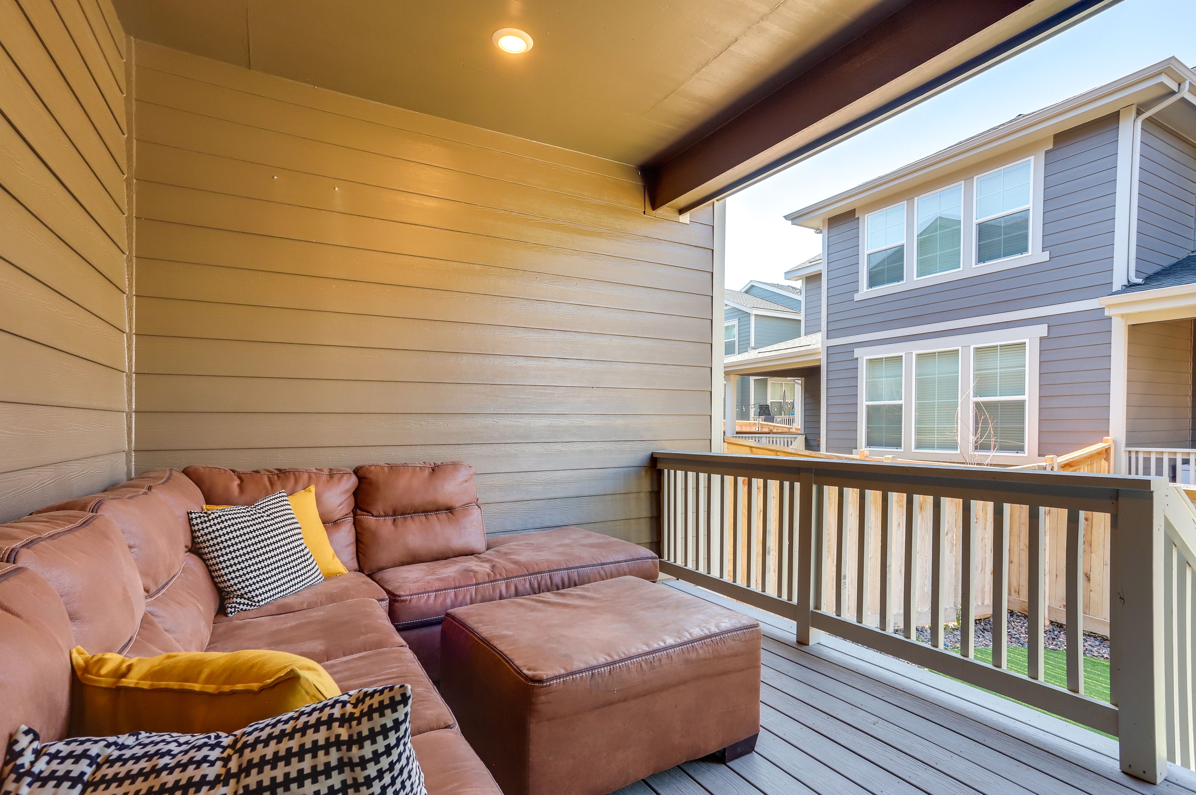 Townhome Exterior | Furnished Deck