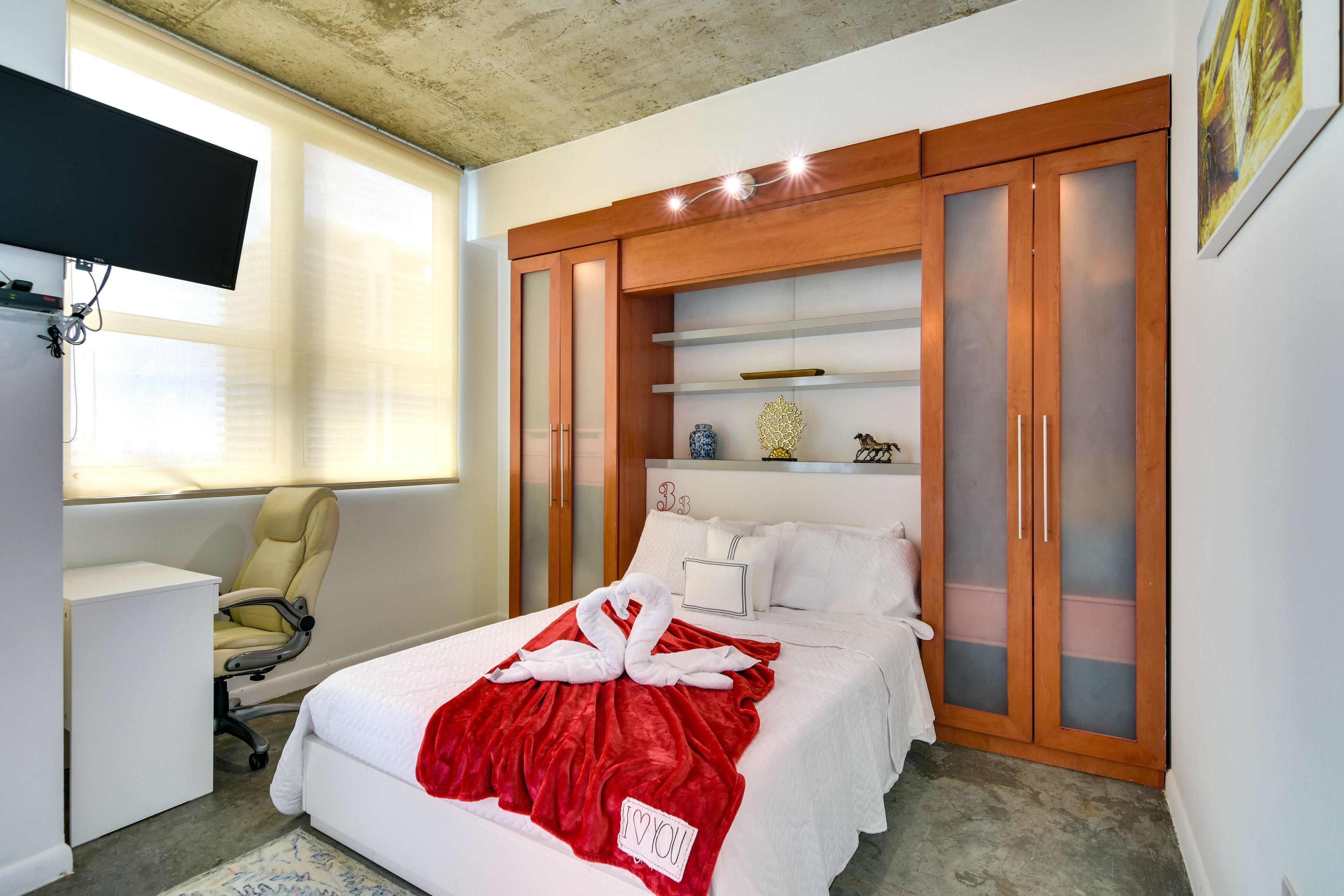 Studio | Sleeping Area | Main Level | Queen Bed | Linens Provided