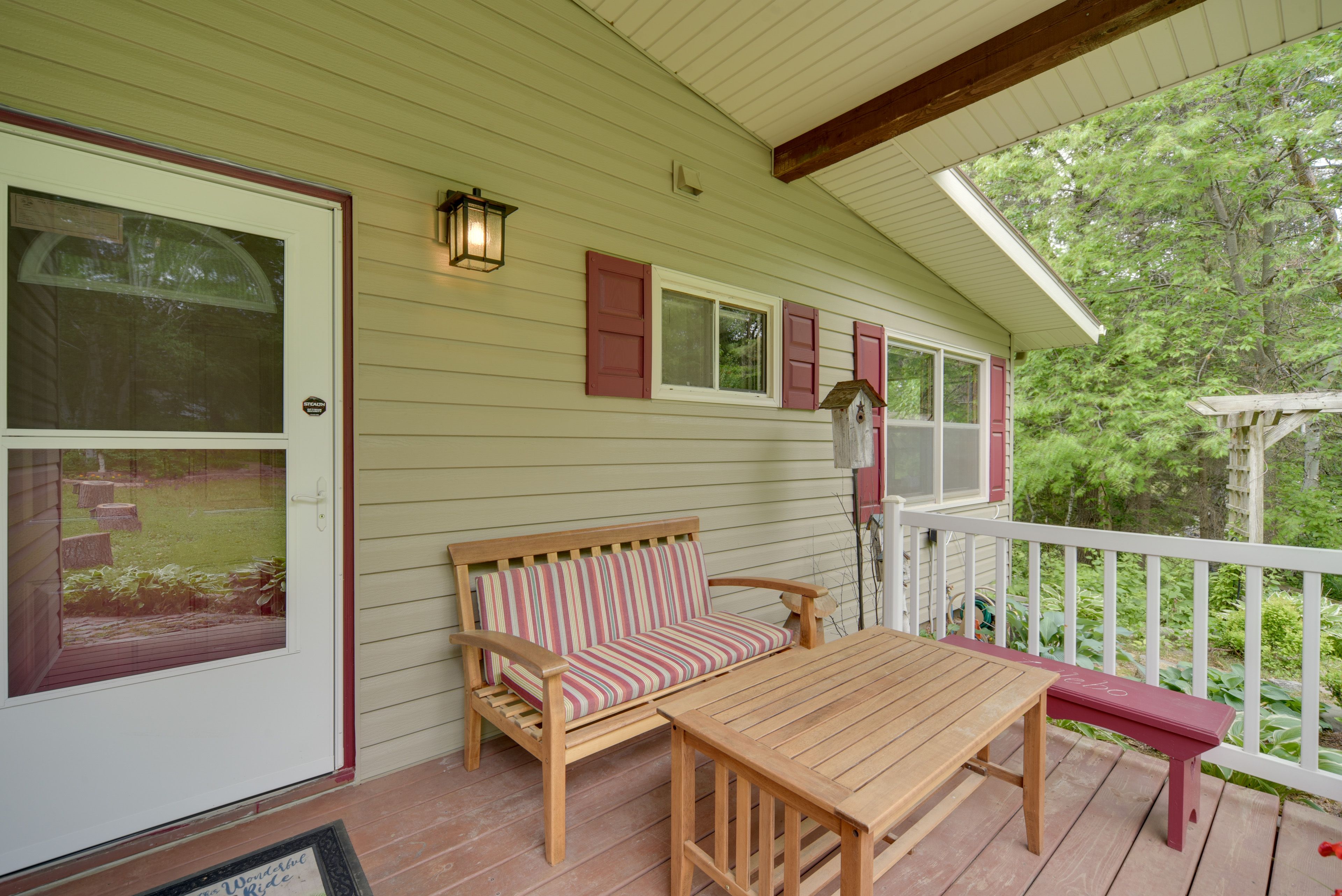 Cabin Exterior | Furnished Porch | Keyless Entry