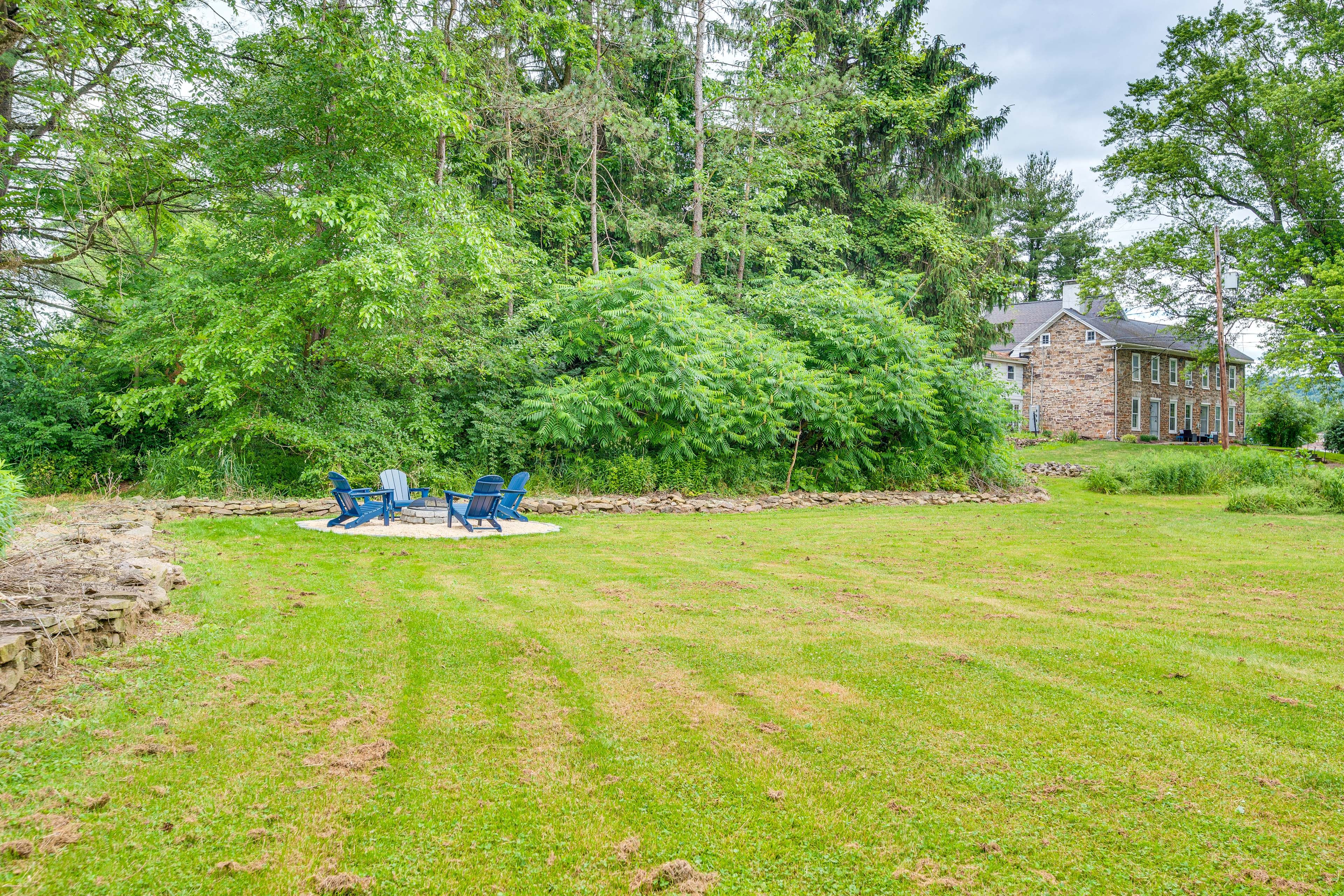 Fire Pit | Spacious Yard | Farm Property | Yard Games