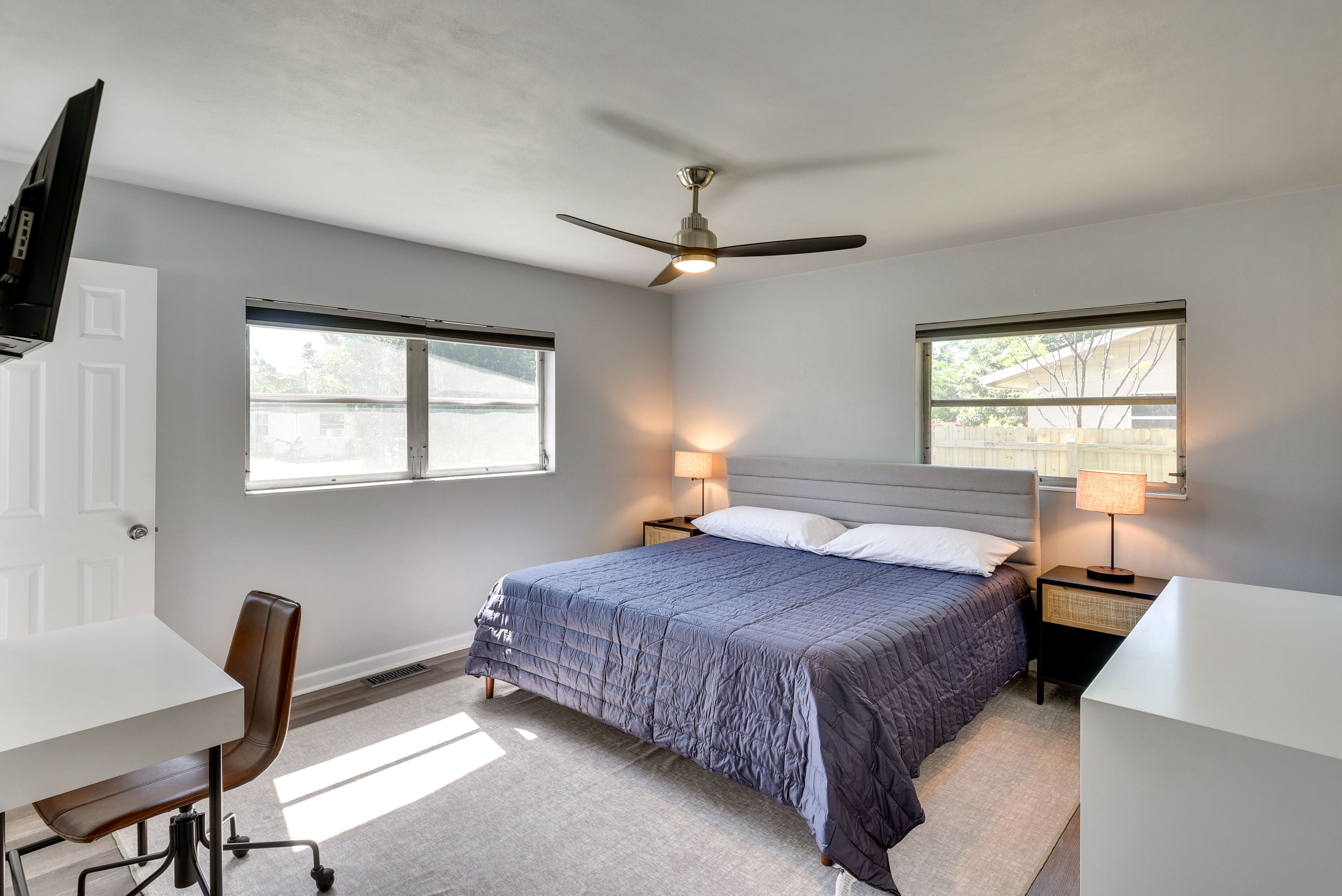 Bedroom 1 | King Bed | Linens & Towels | Smart TV | Desk | En-Suite Bathroom