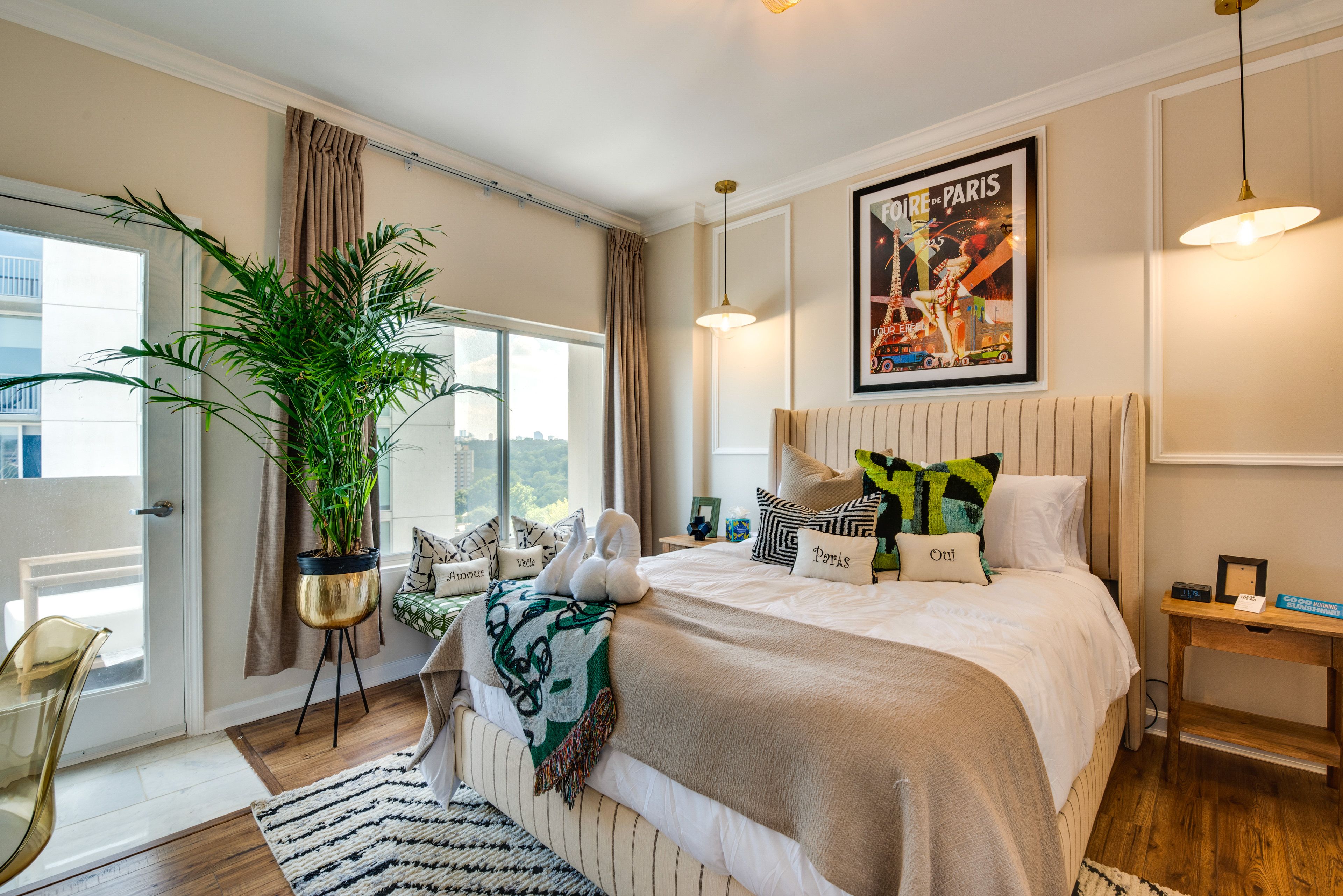 Bedroom 2 | Paris Themed | Queen Bed | Linens Provided