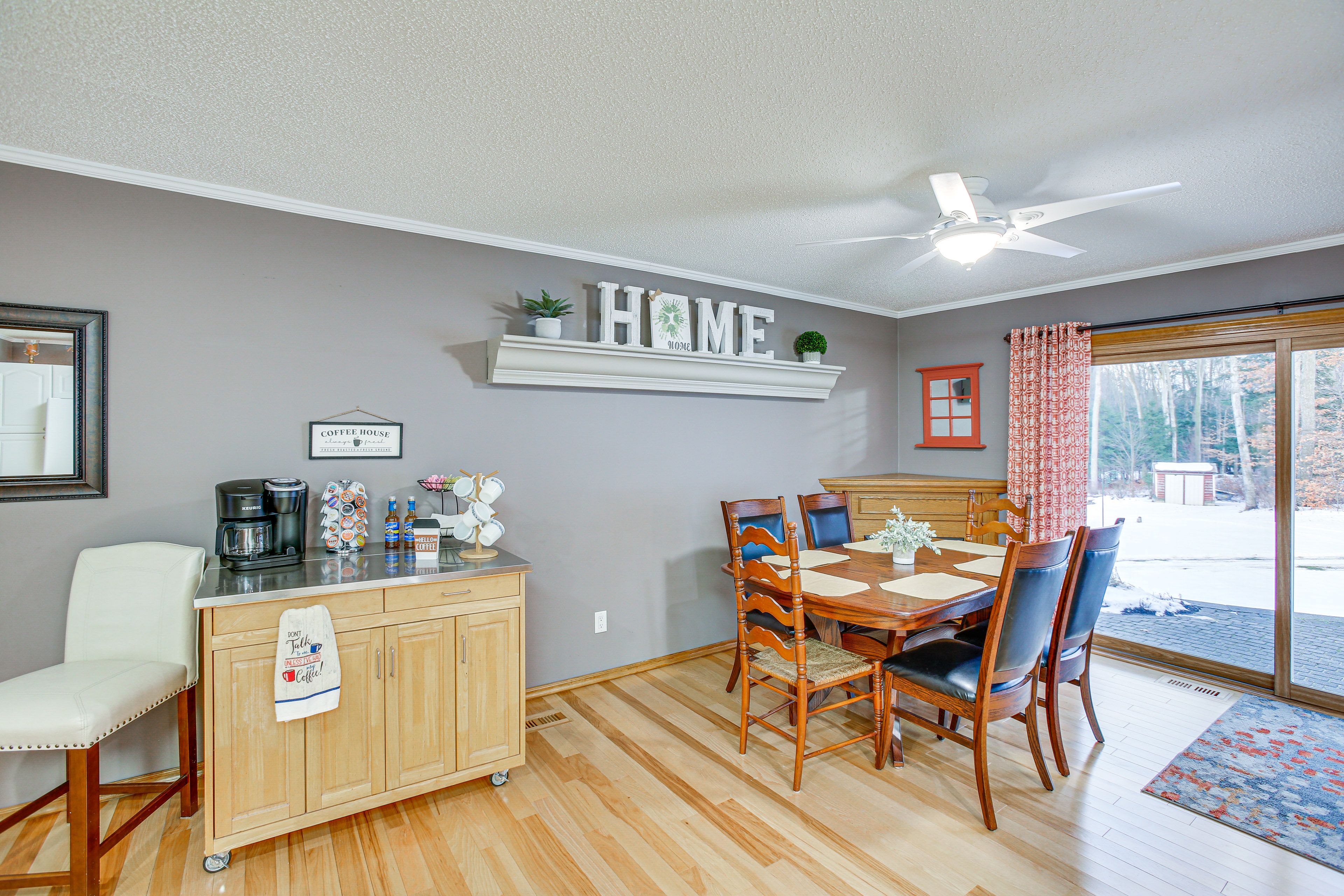 Dining Area | Dining Table | Dishware/Flatware | Coffee Bar w/ Dual Coffee Maker