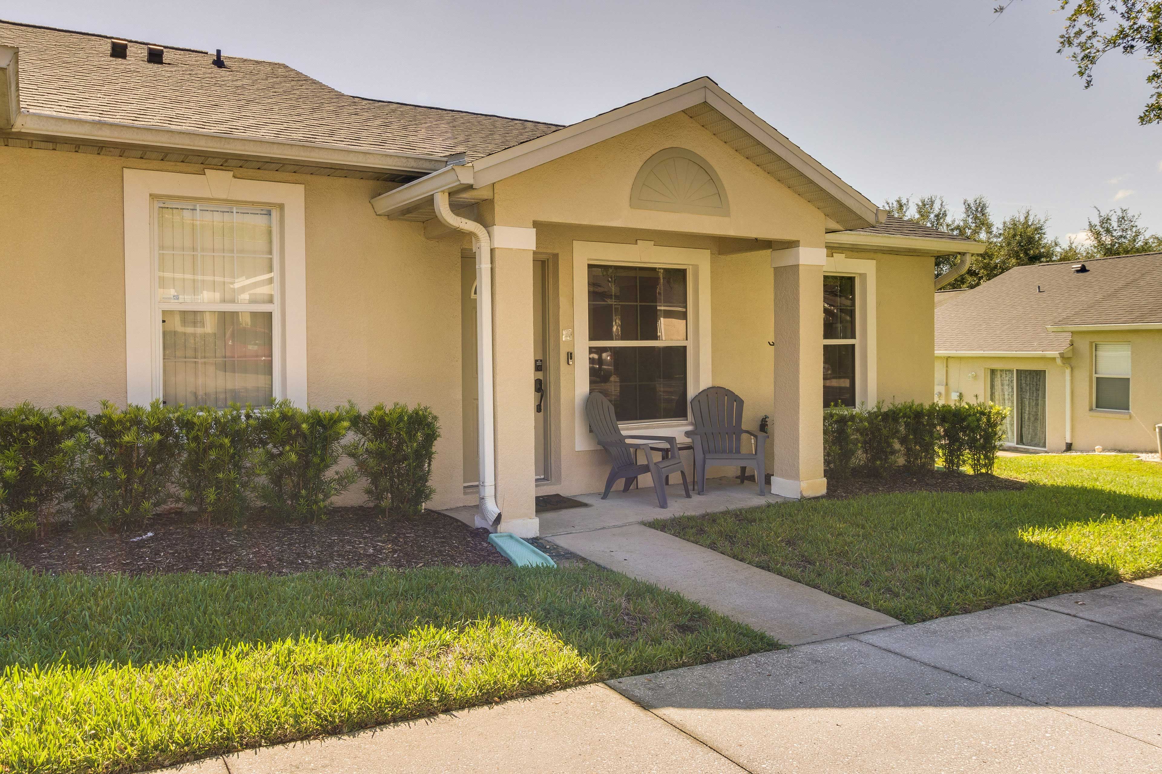 Townhome Exterior | Furnished Porch