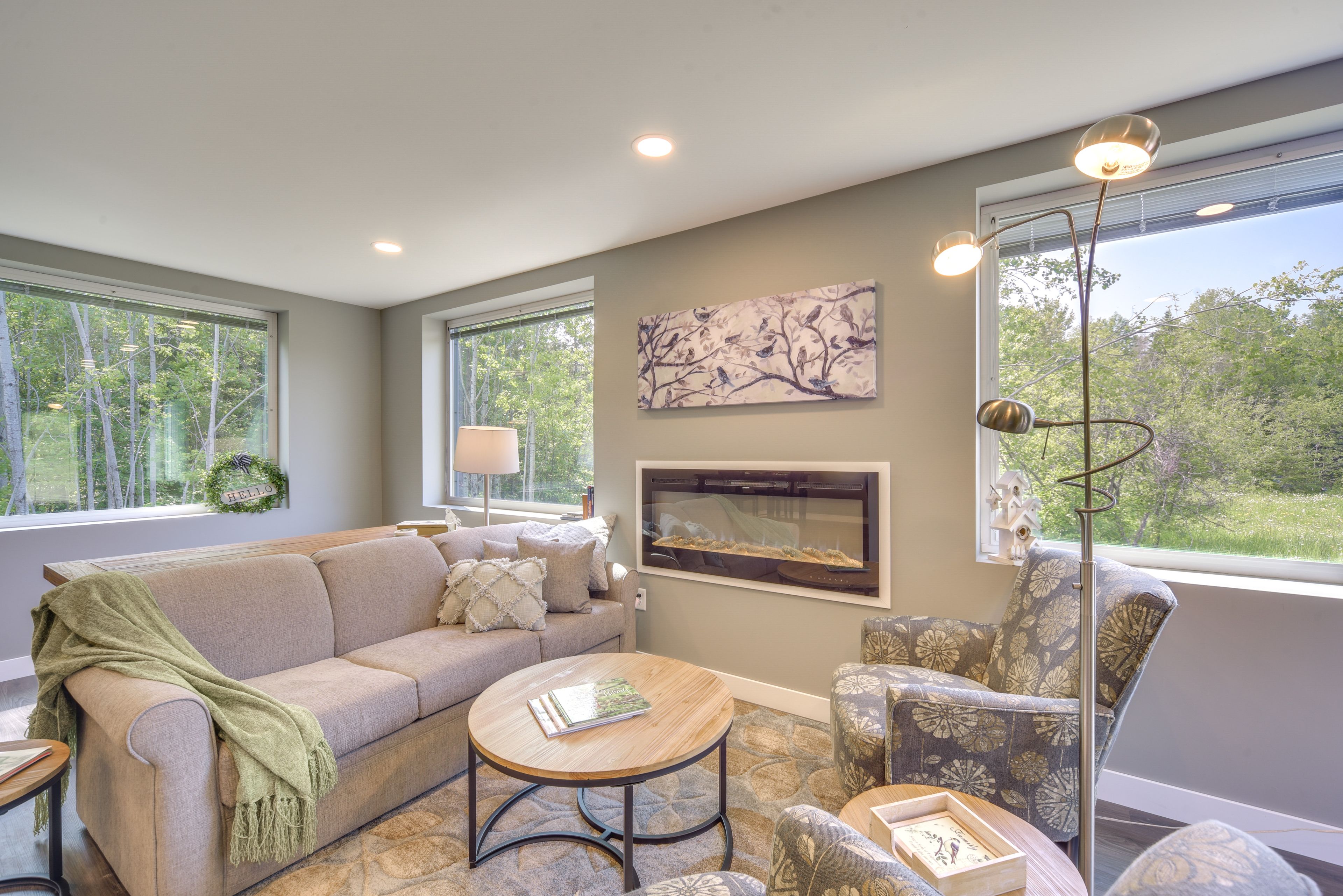 Living Room | Queen Sleeper Sofa | Electric Fireplace | Central A/C