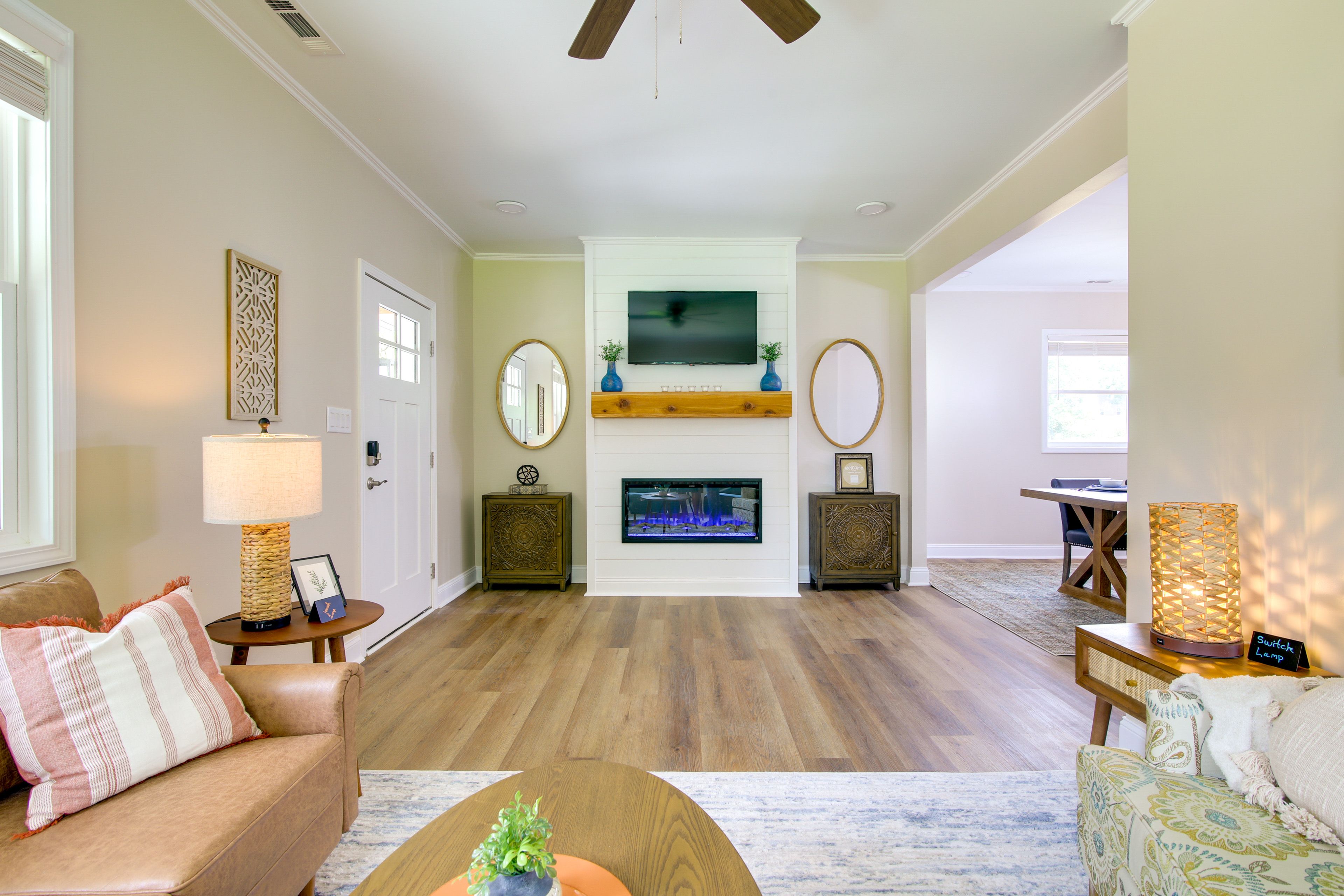 Living Room | Smart TV w/ Cable | Electric Fireplace | Central A/C & Heat