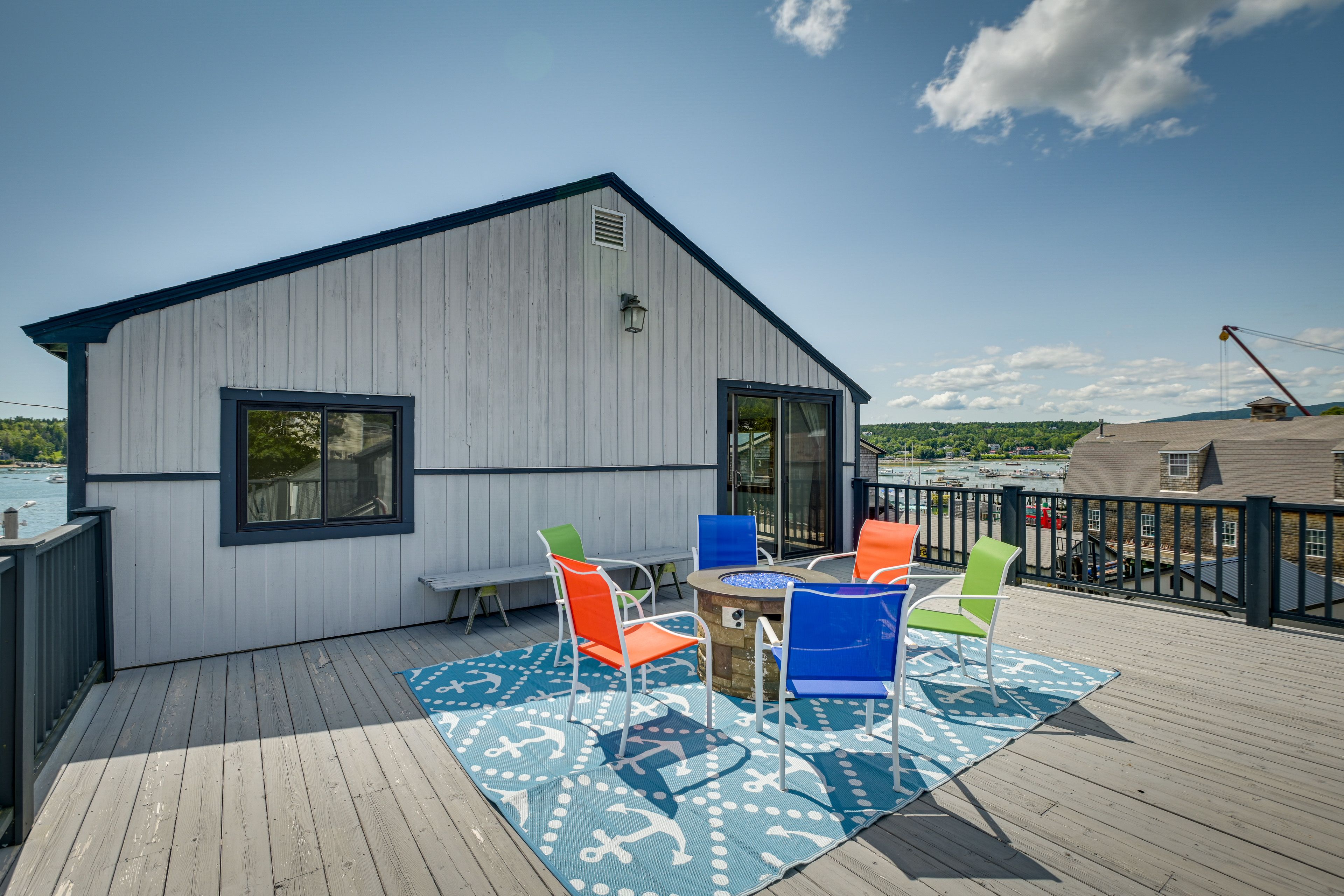 Deck | Gas Fire Pit | Harbor Views