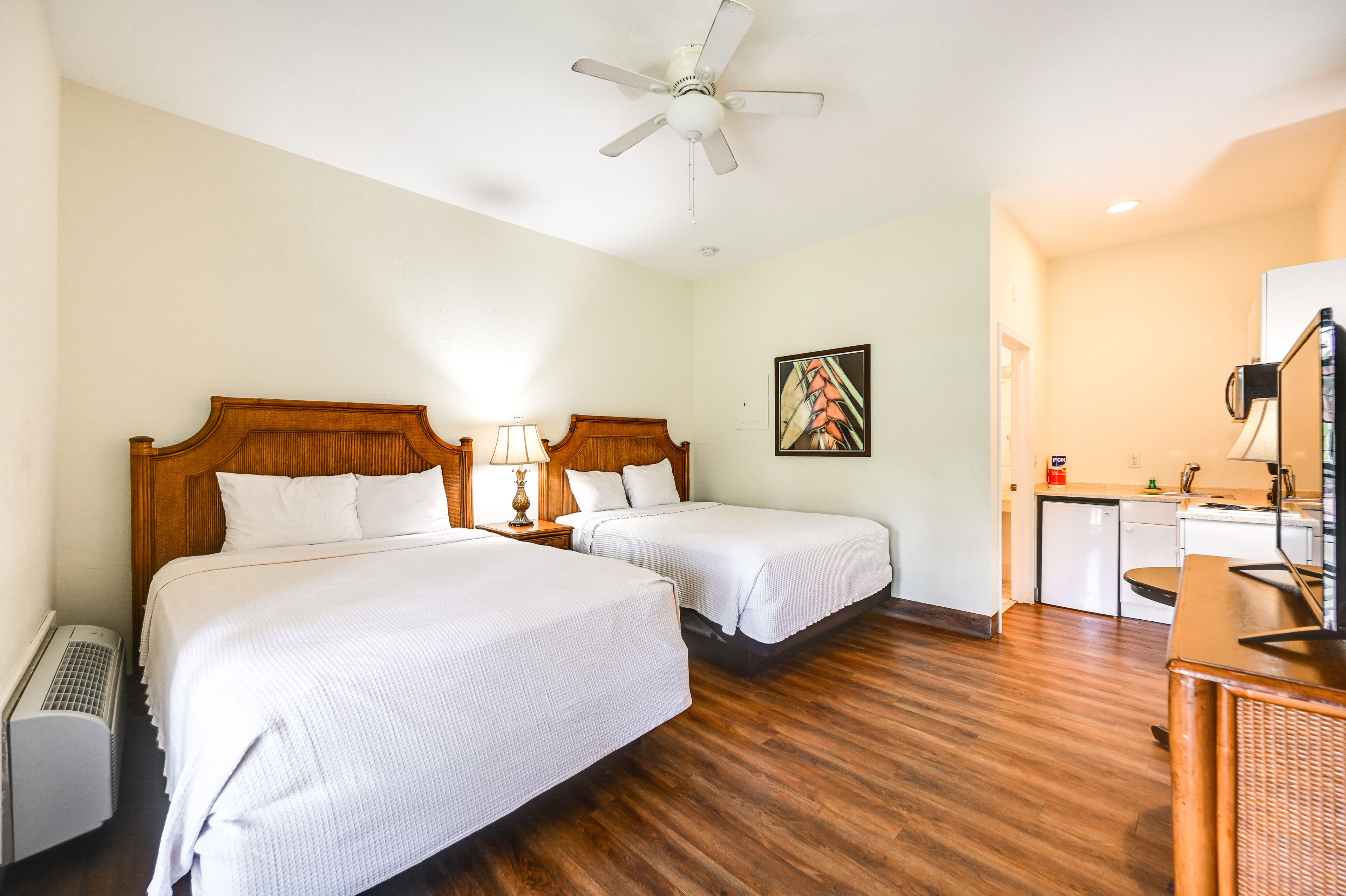 Studio | Living Area | 2 Queen Beds | Linens Provided