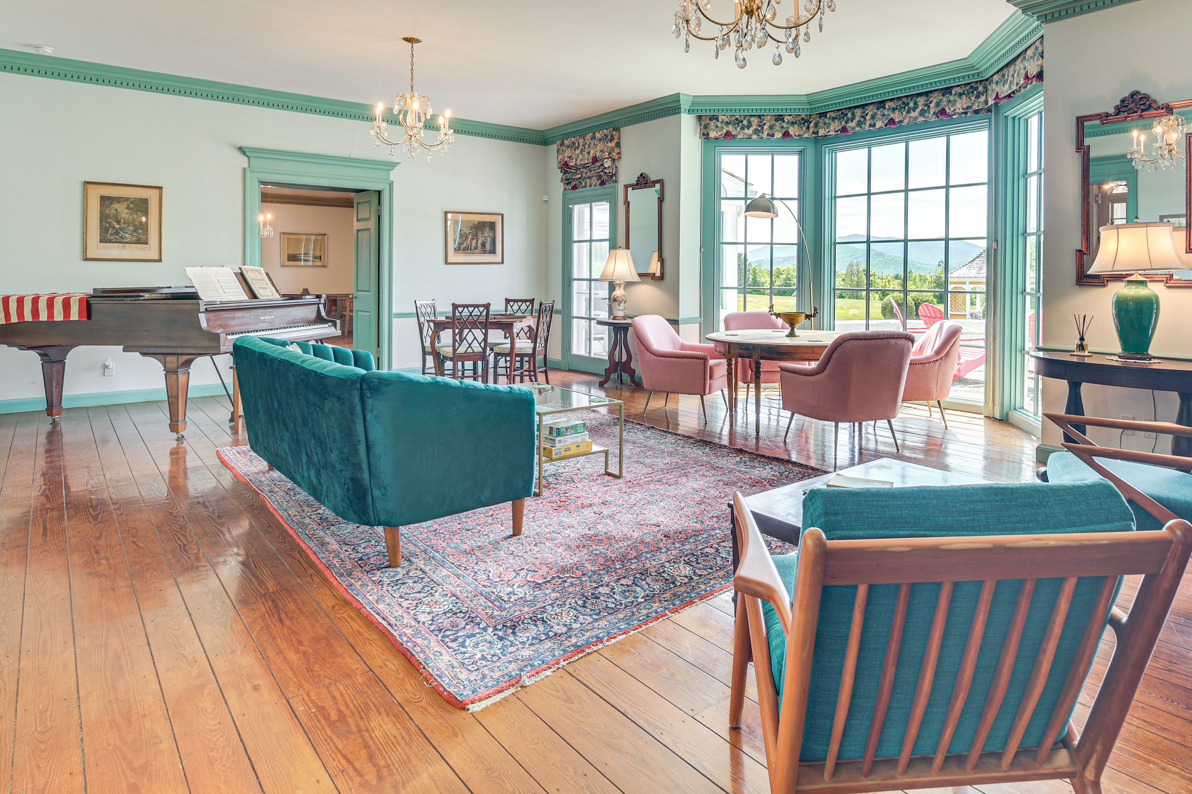 Living Room | 1st Floor | Piano | Mountain Views