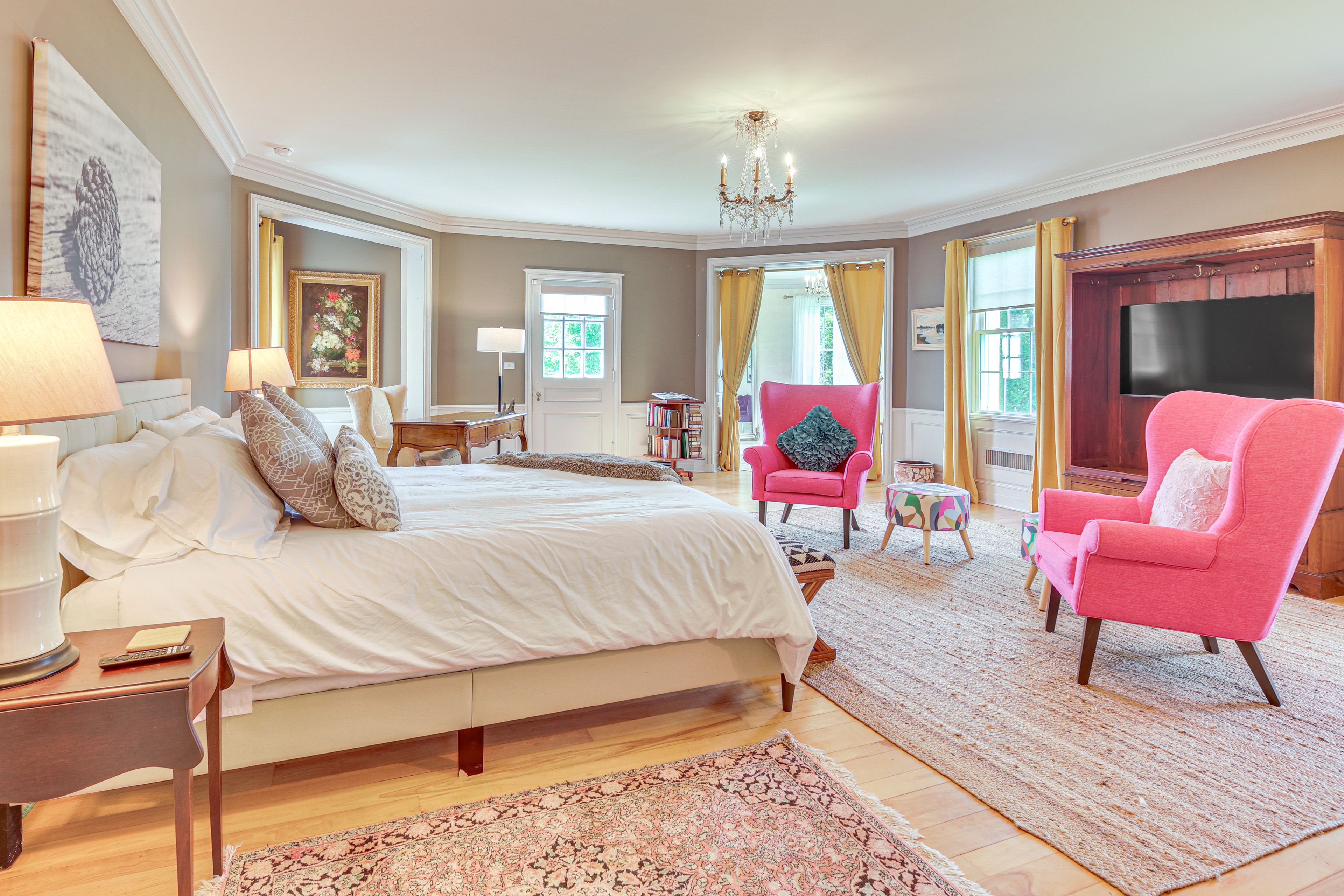 Bedroom 1 | 1st Floor | California King Bed | Linens Provided | Workspace