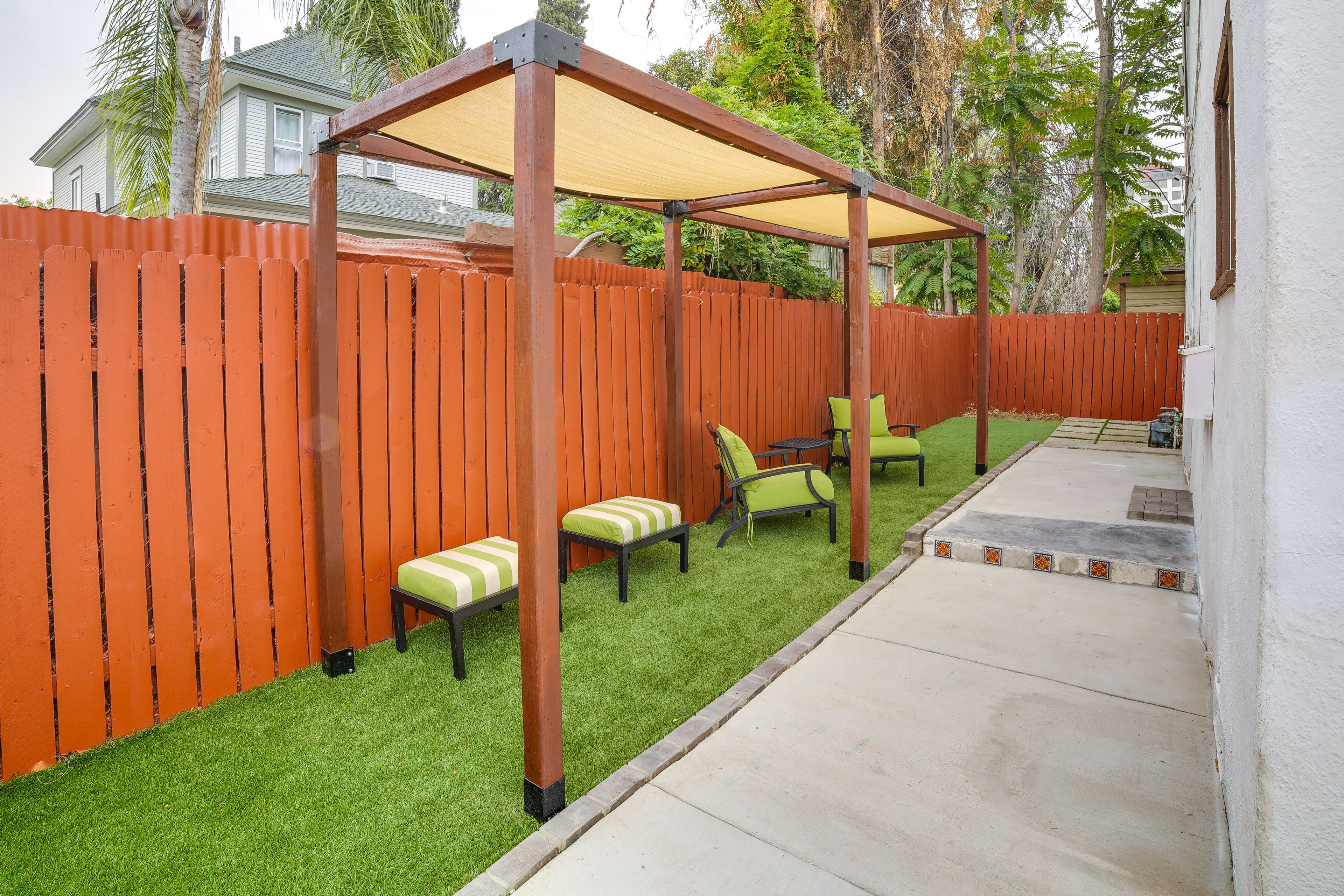 Apartment Exterior | Furnished Patio w/ Pergola