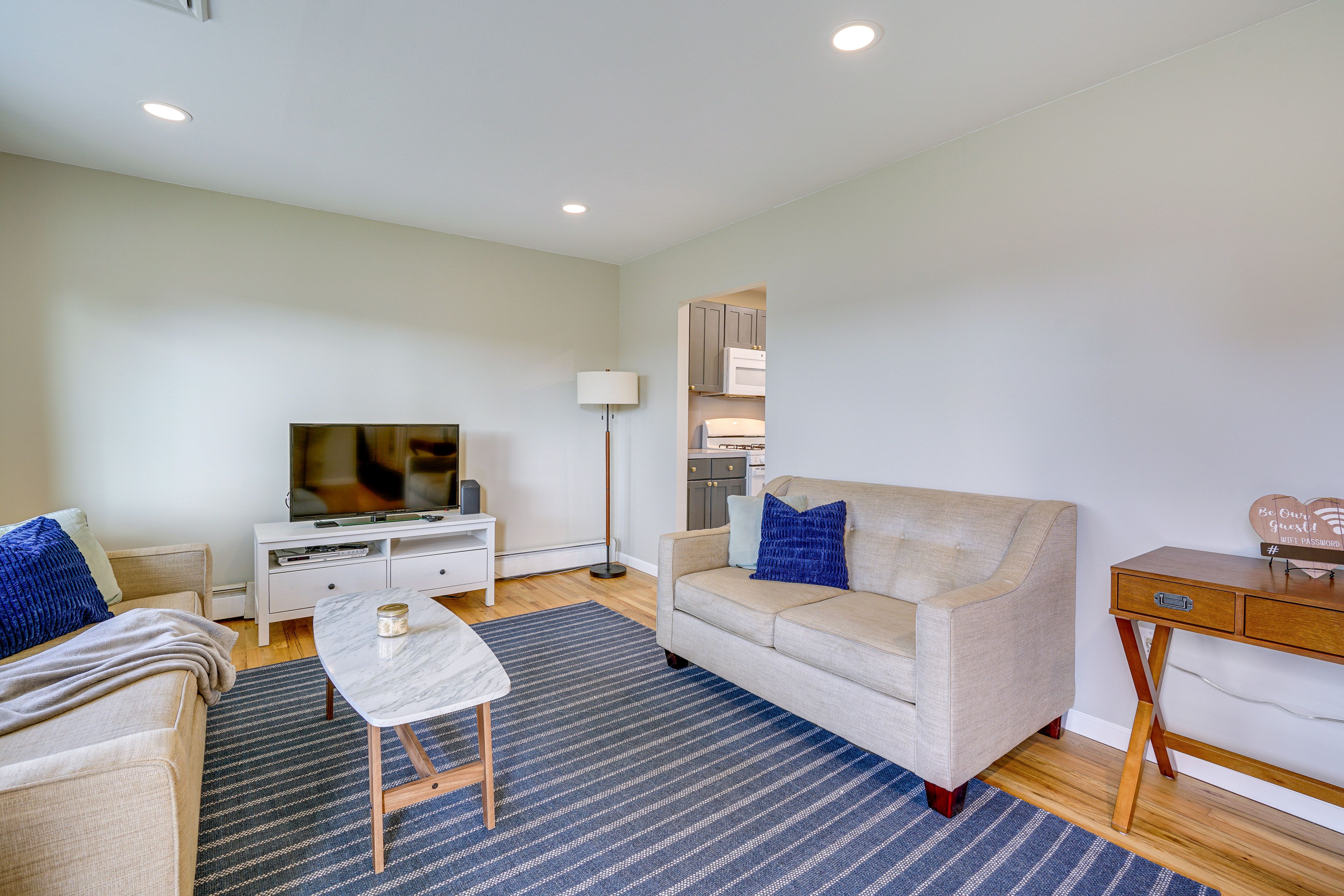 Living Room | Queen Sleeper Sofa | Central A/C | 1,244-Sq-Ft Interior