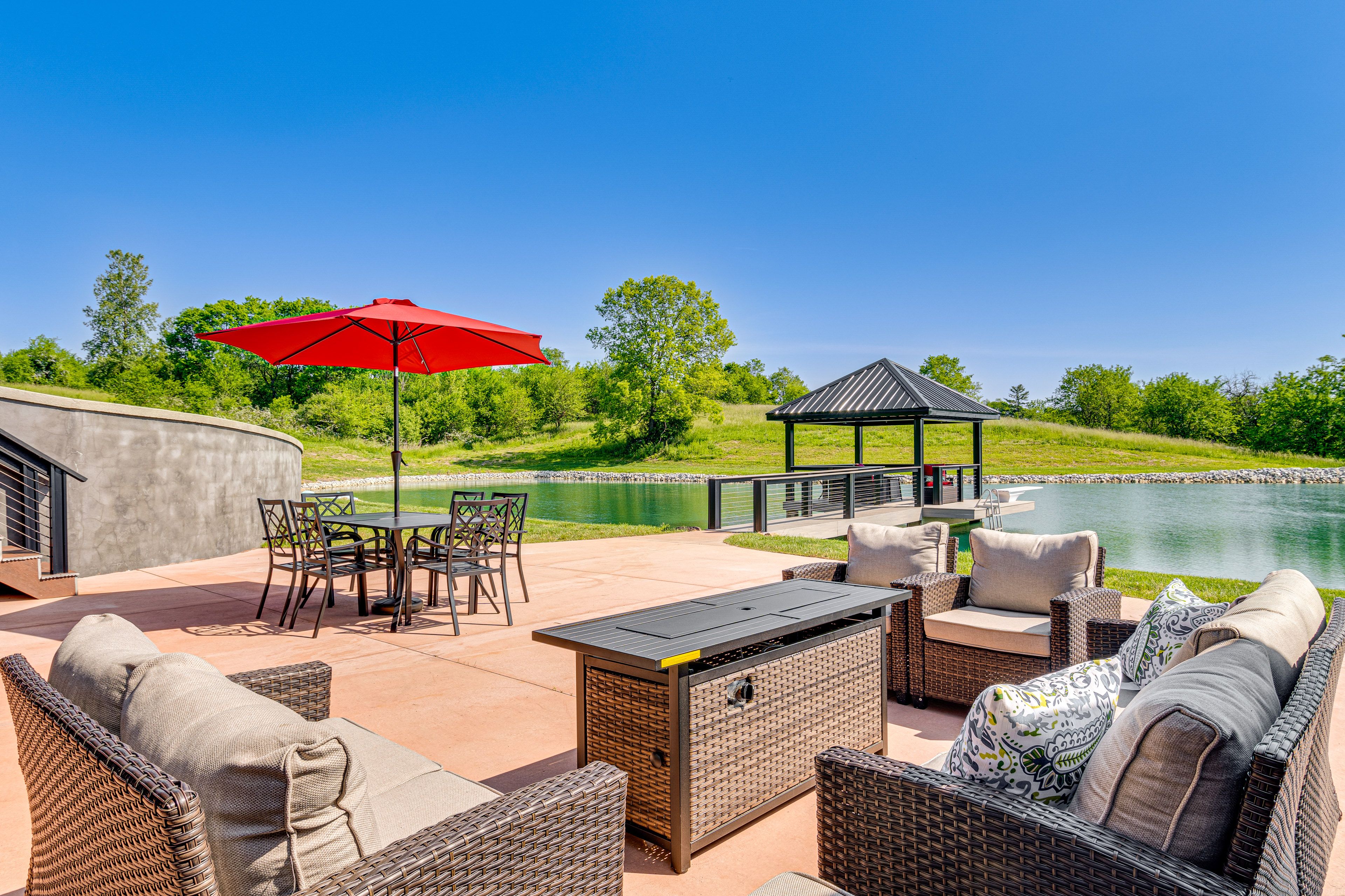 Patio | On-Site Pond | Gazebo | Fire Pit (Propane Provided) | Life Vests