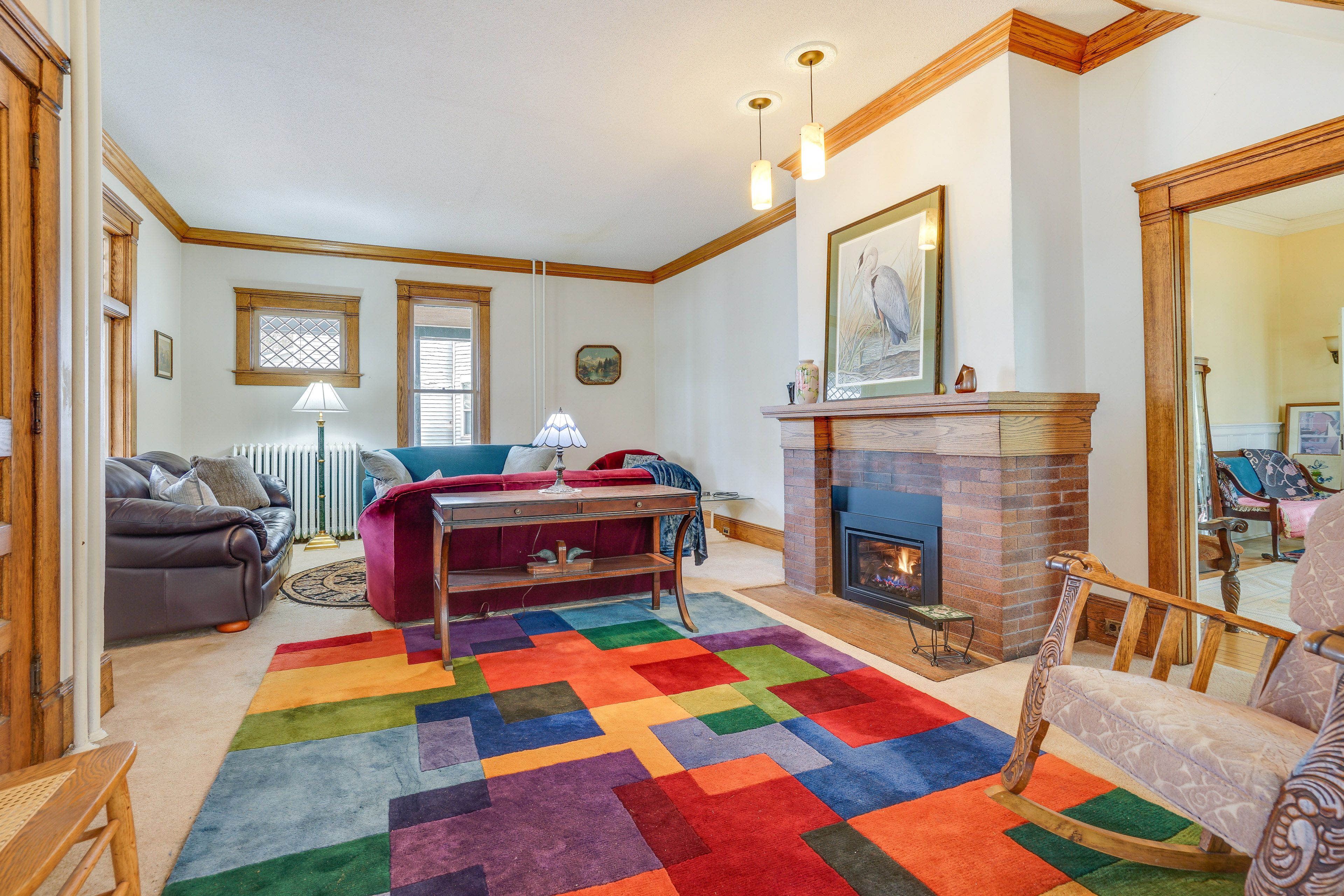 Living Room | Fireplace | Window A/C Units | Central Heating