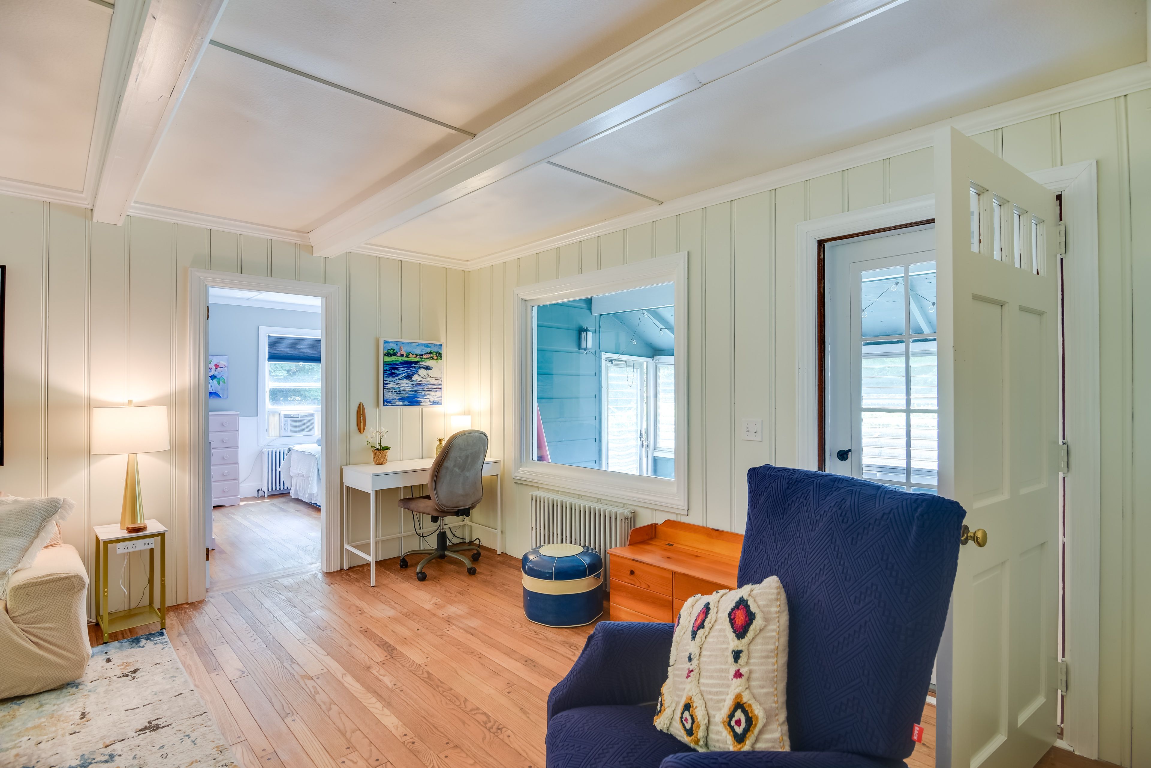 Living Room | Laptop-Friendly Workspace | Window A/C Units