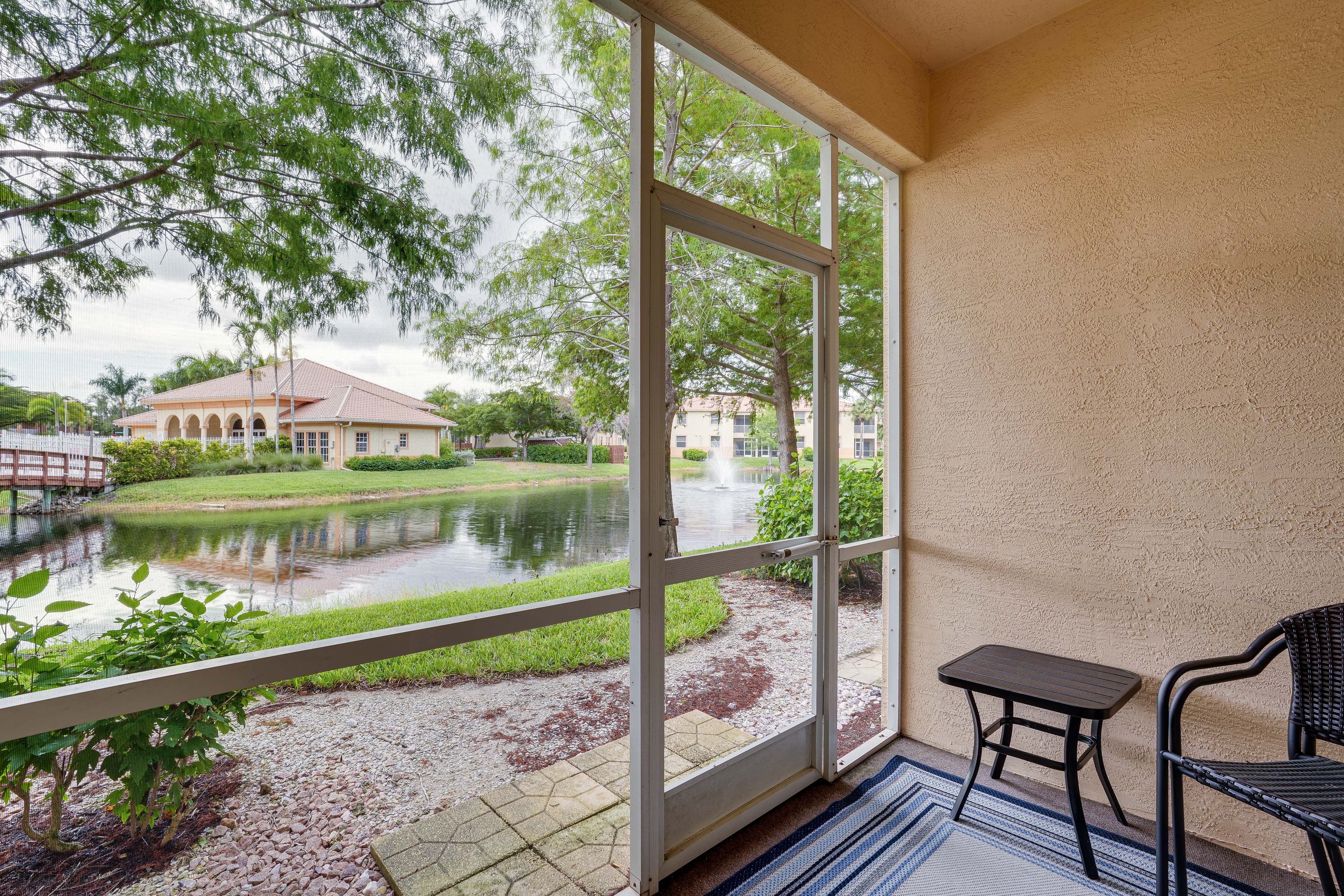 Screened Porch | Water View | Seating | Community Pool Access