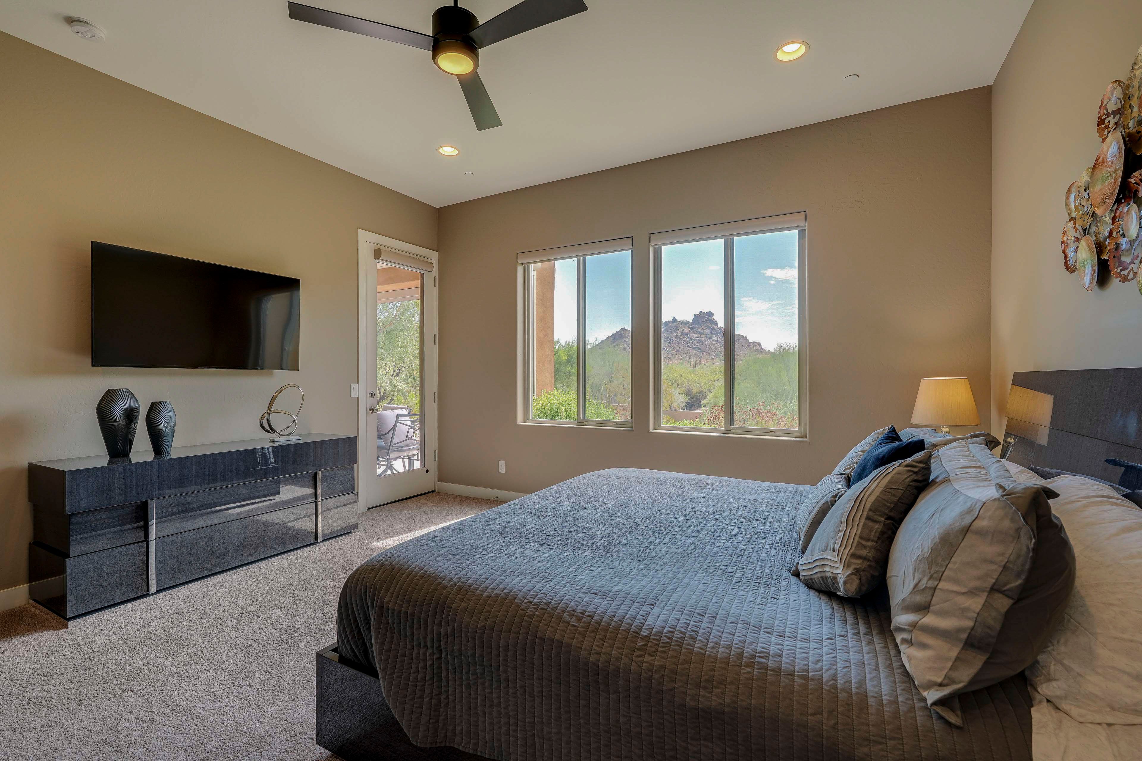 Bedroom Suite 1 | King Bed | Access to Covered Patio | Smart TV