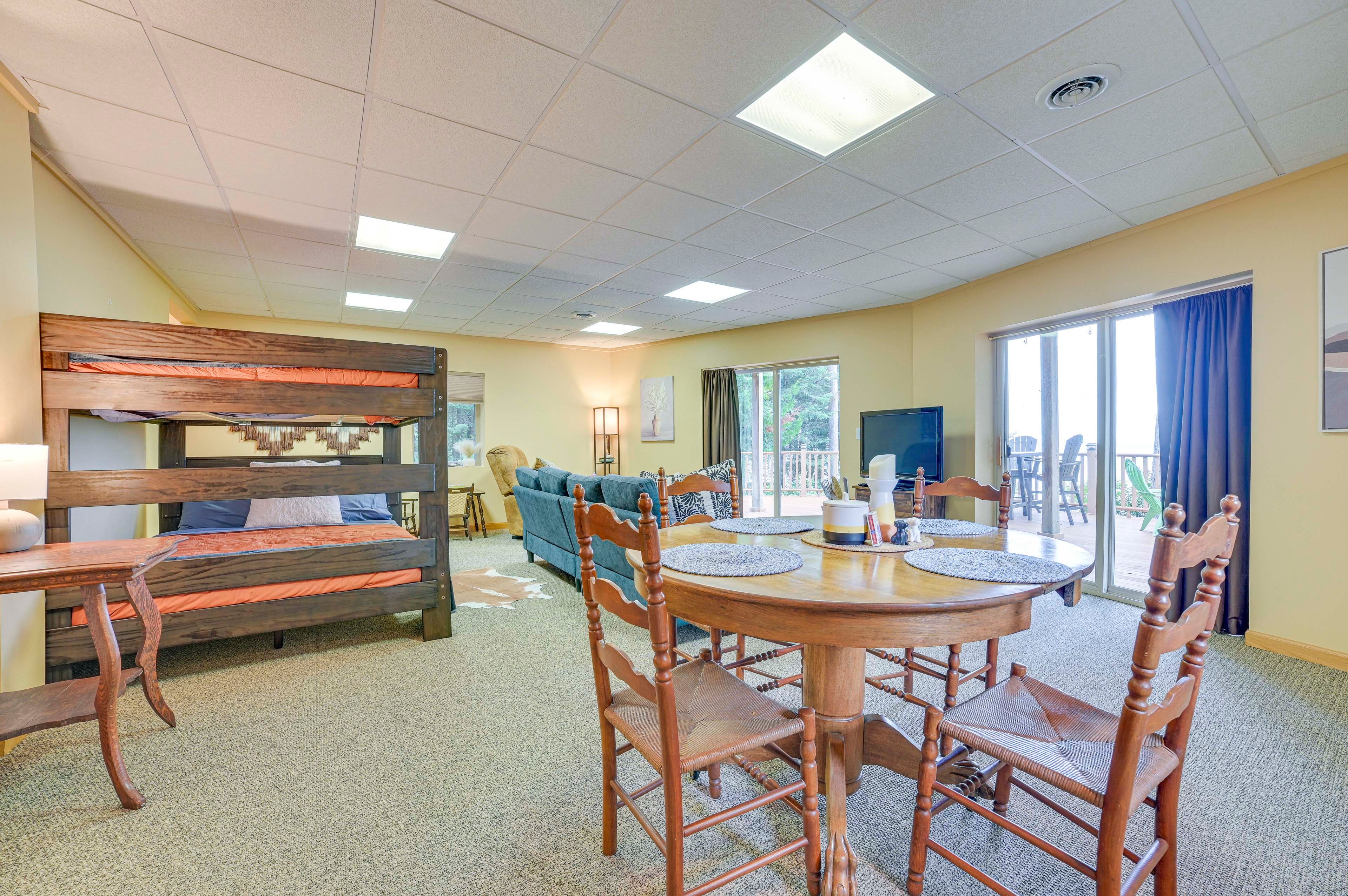 Basement Suite | Queen Bunk Bed | Kitchen | Board Games