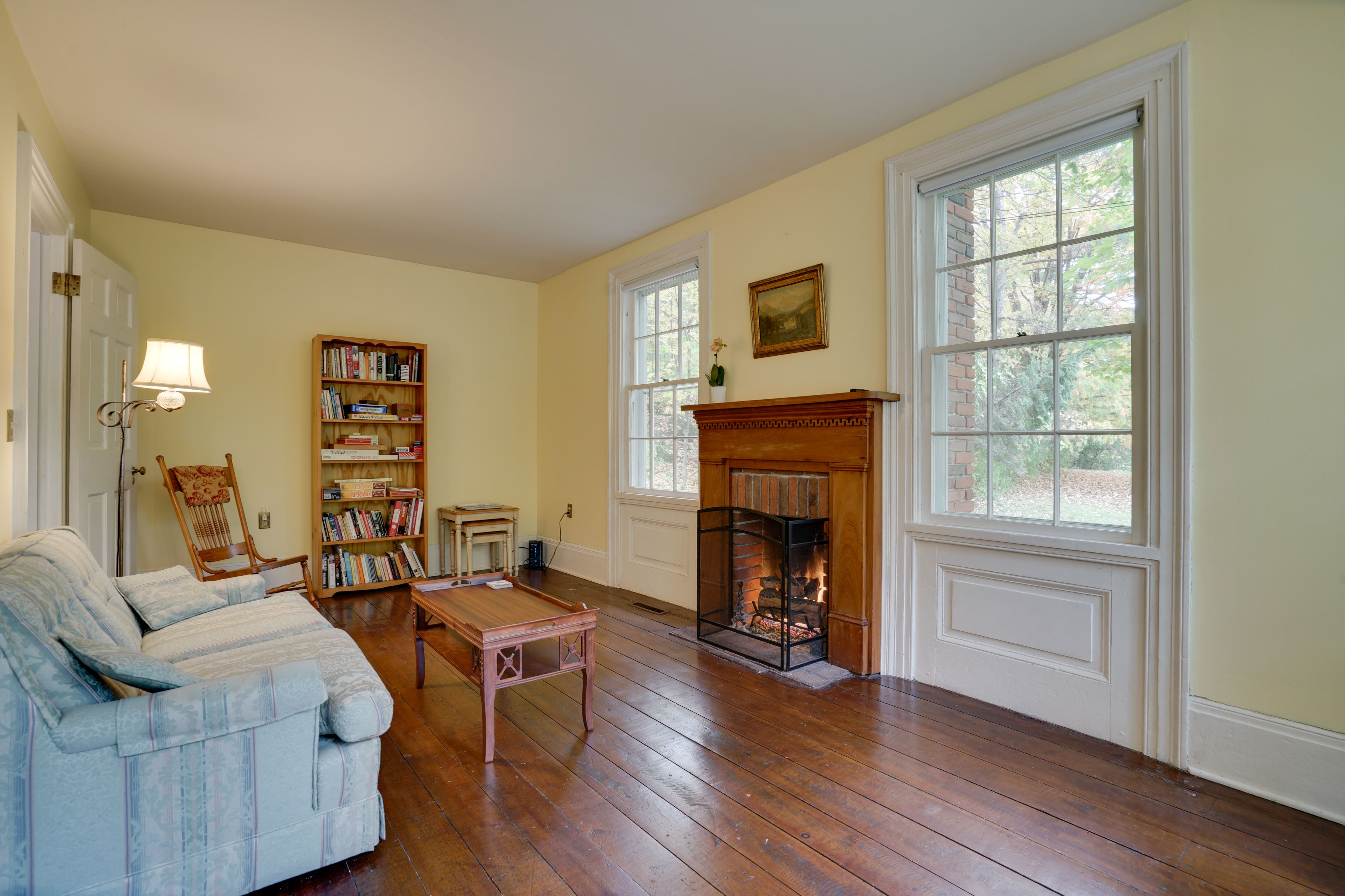 Living Room | Central Air Conditioning | Indoor Fireplace