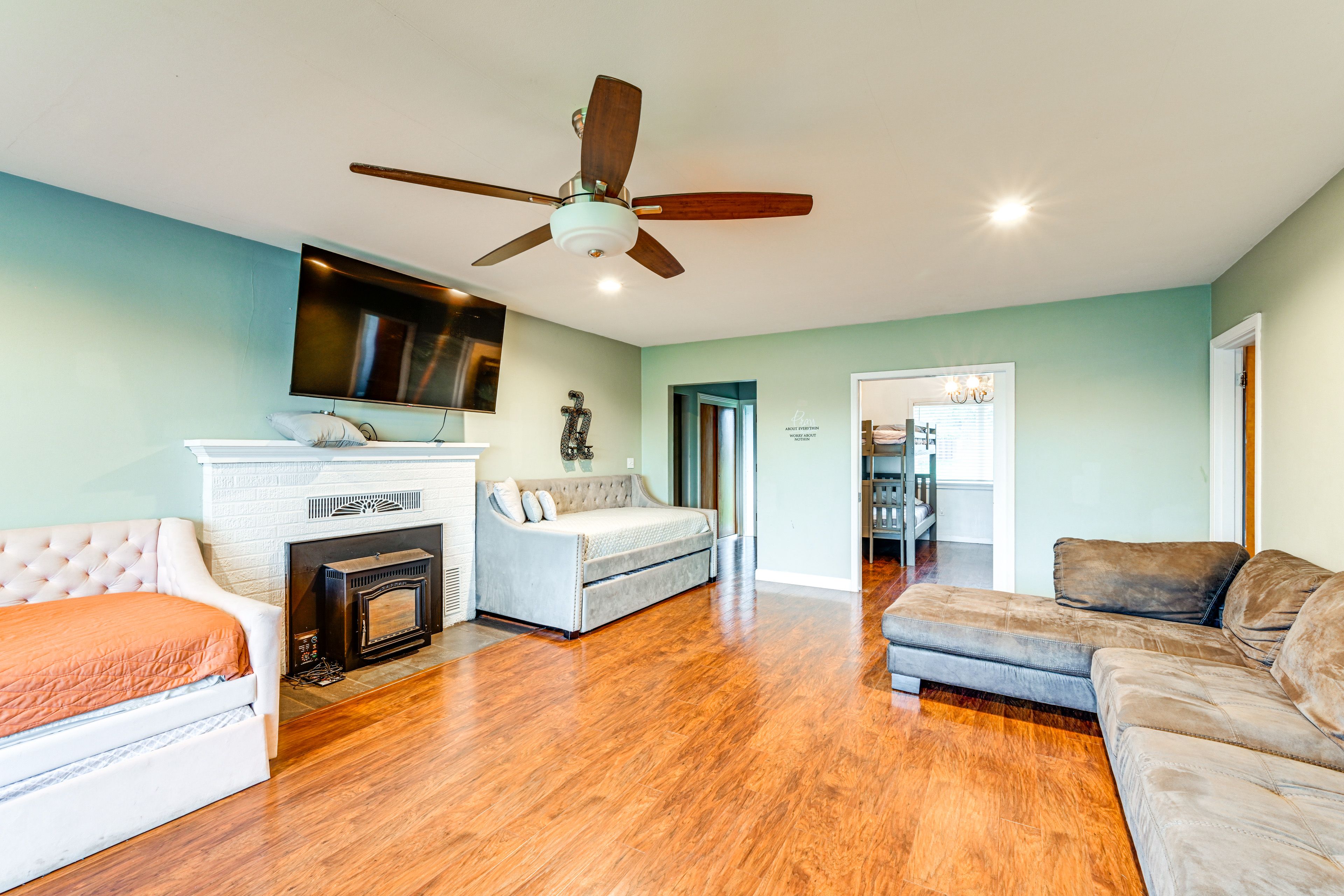 Living Room | Smart TV | Fireplace | Single-Story Home