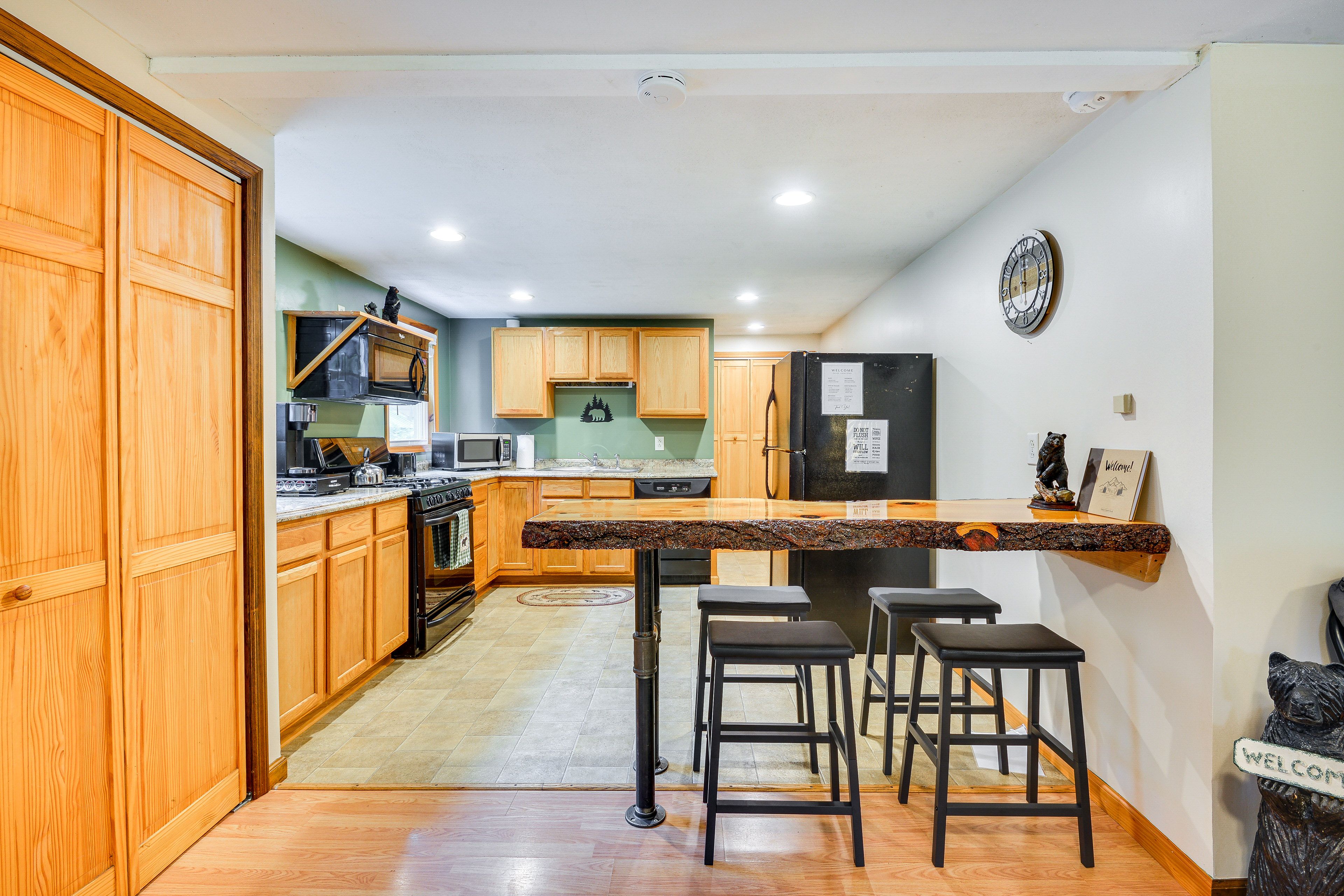Kitchen | Breakfast Bar w/ Live Edge Wood Countertop