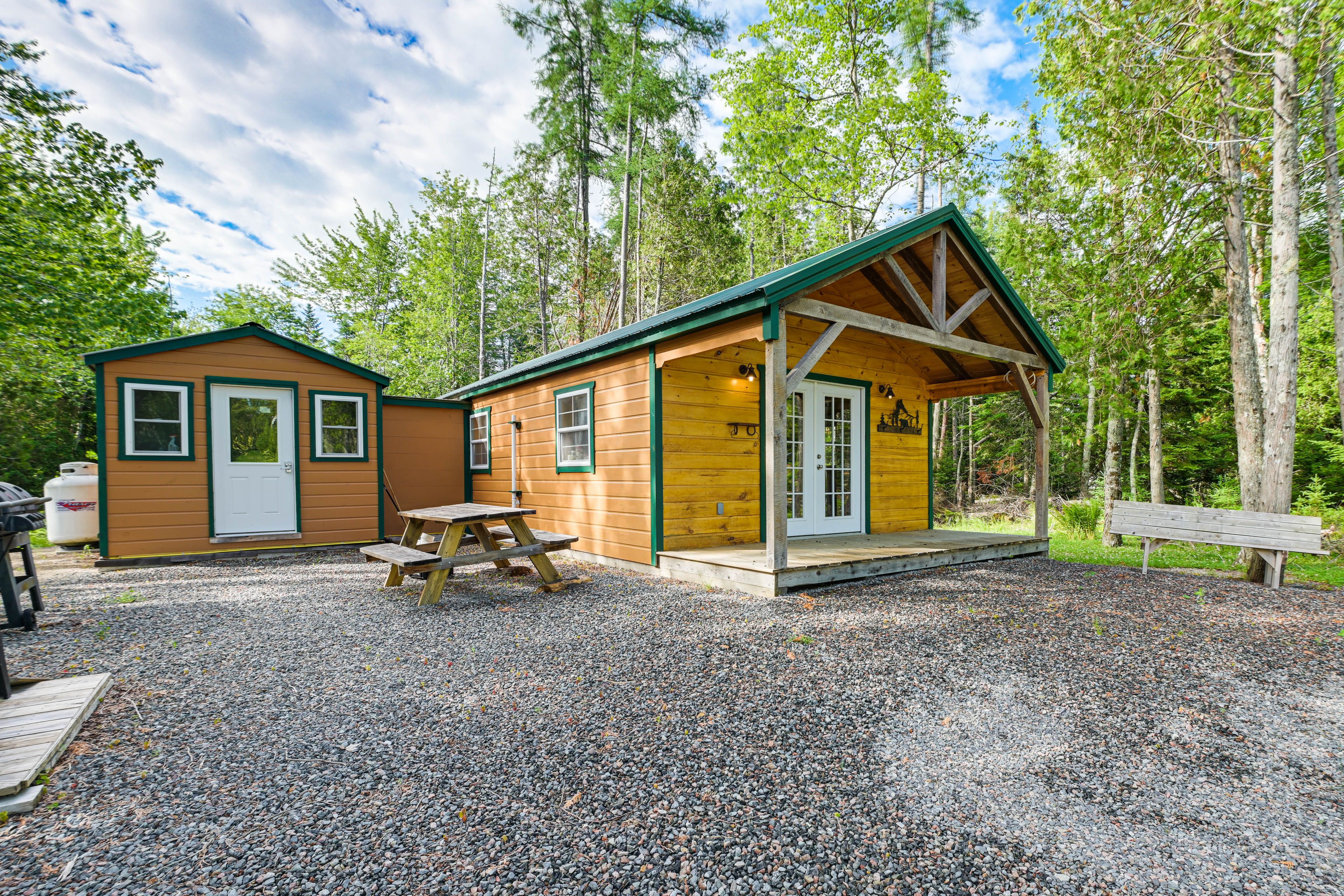 Cabin Exterior | Picnic Table | 2 Gas Grills/Charcoal Smokers