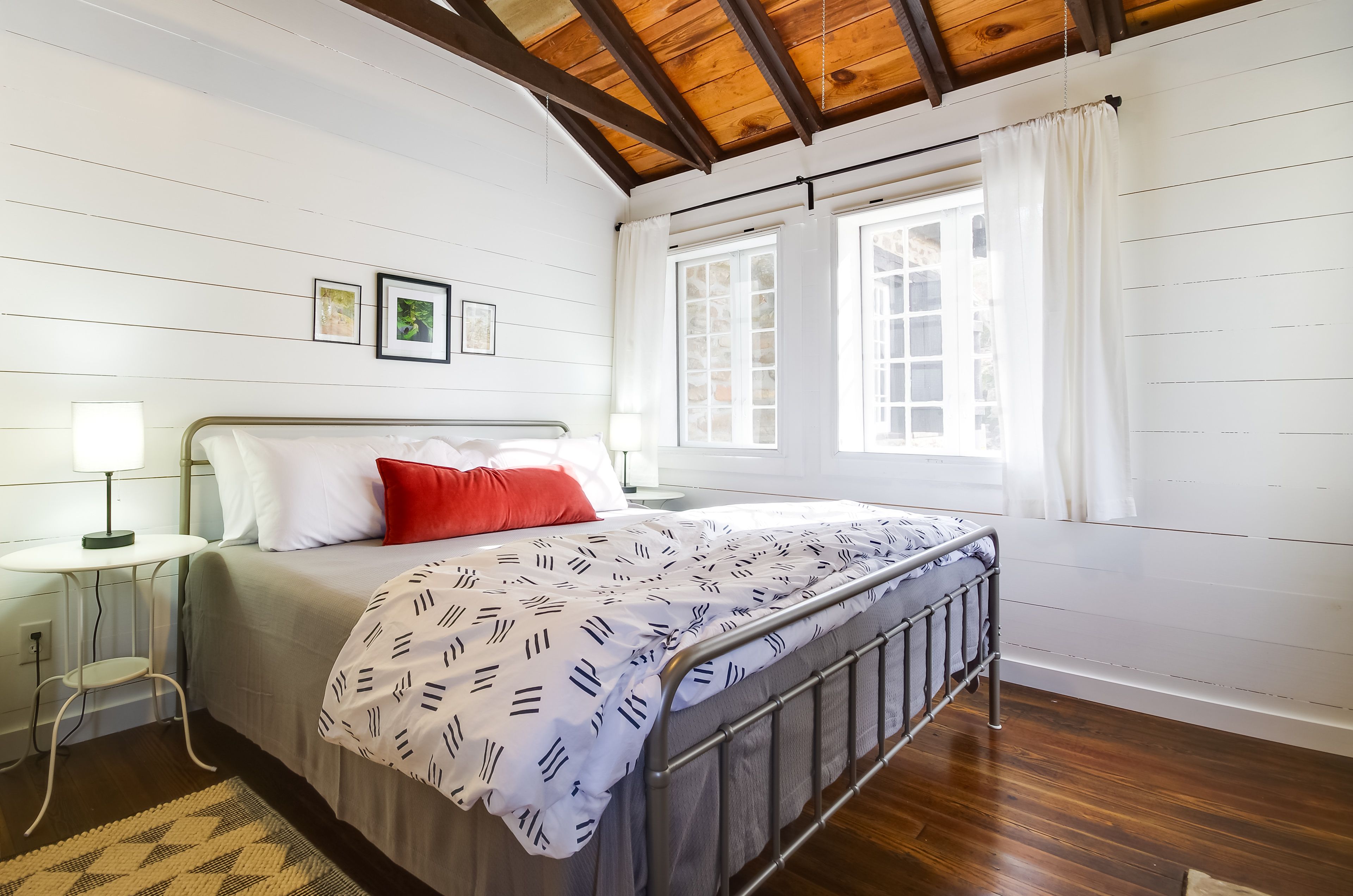Bedroom 1 | King Bed | Pack 'n Play (Upon Request) | Hangers