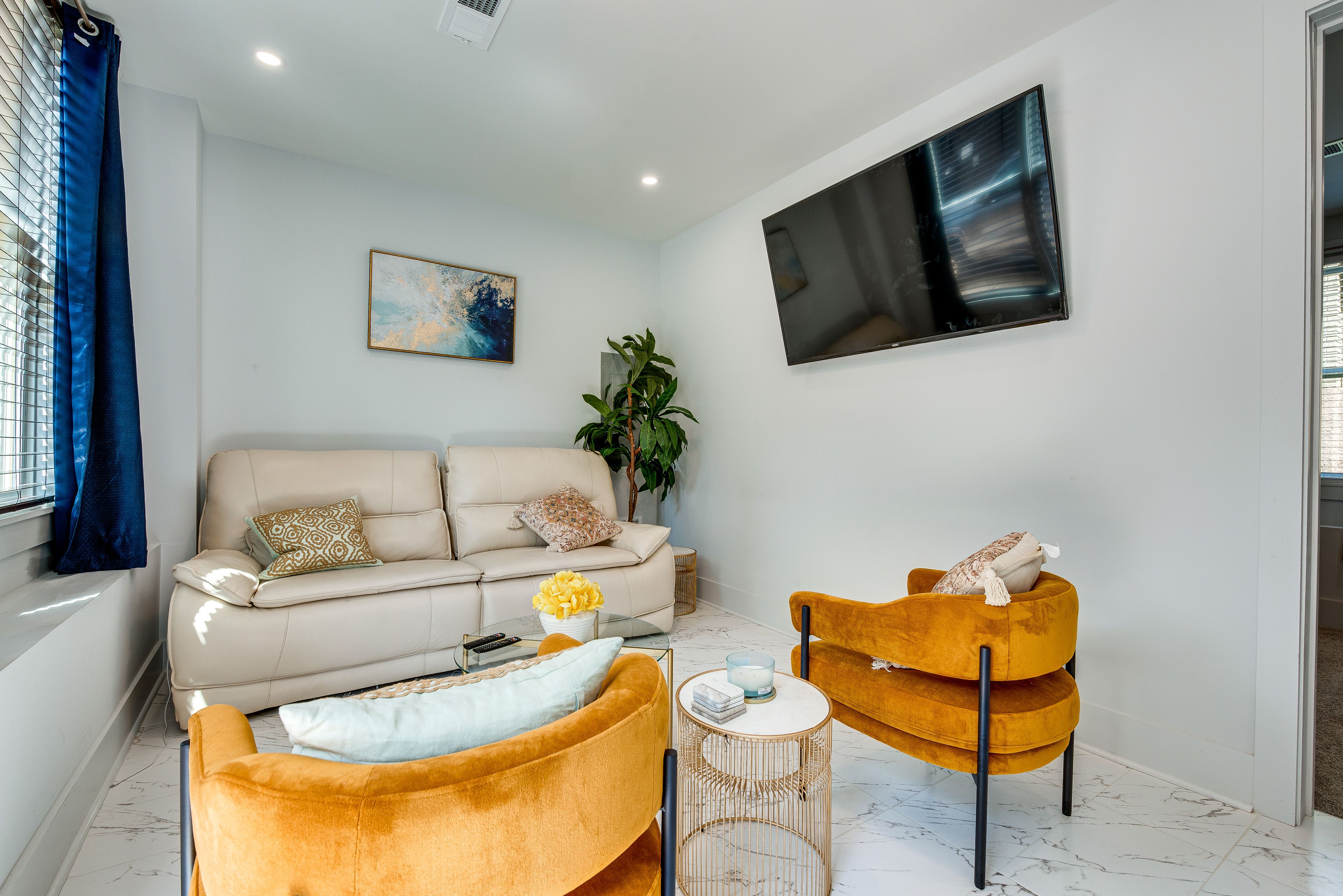 Living Room | Queen Reclining Sleeper Sofa | Smart TV | Central Heating & A/C