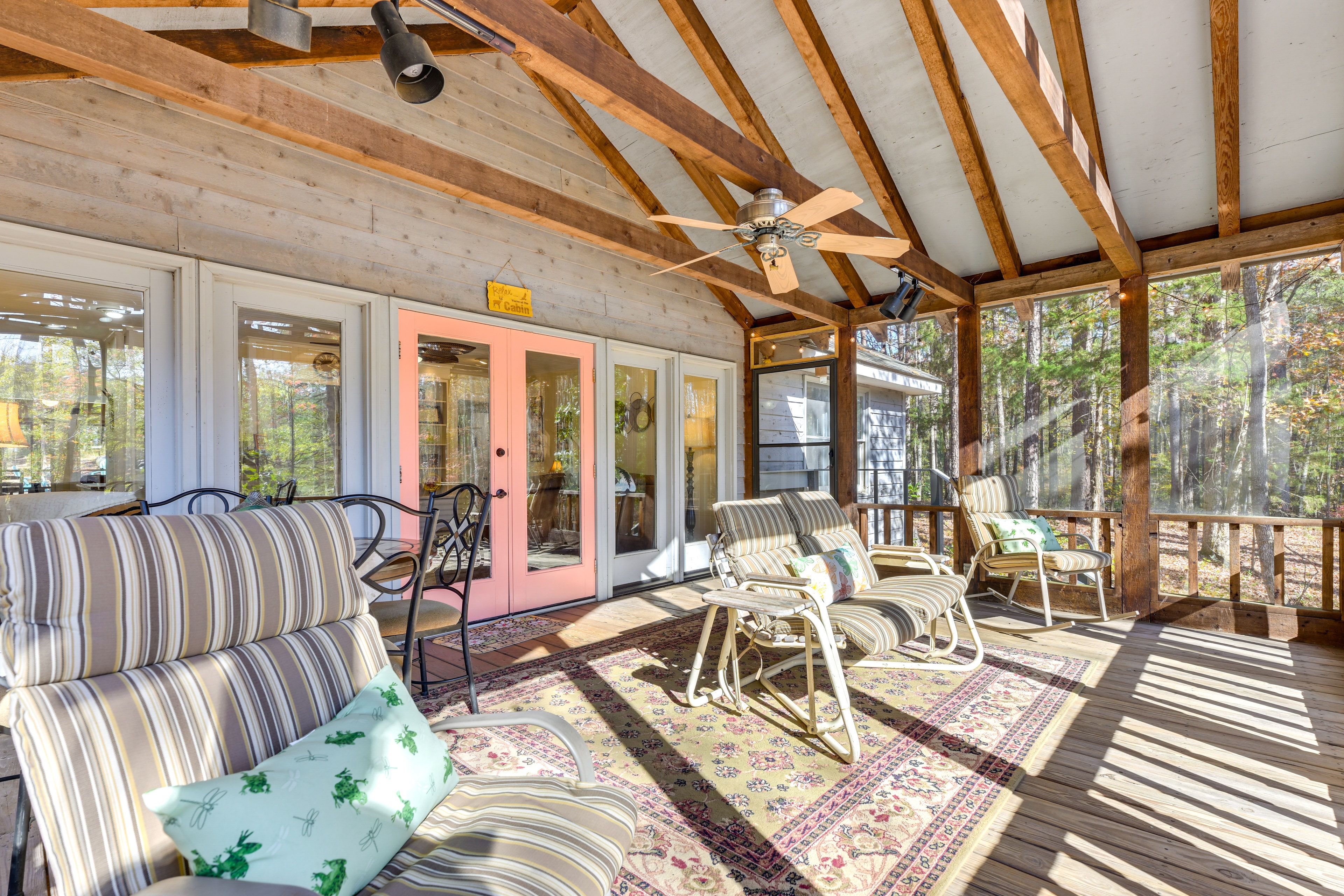 Screened-In Porch | Seating | Dining Table | Water Views