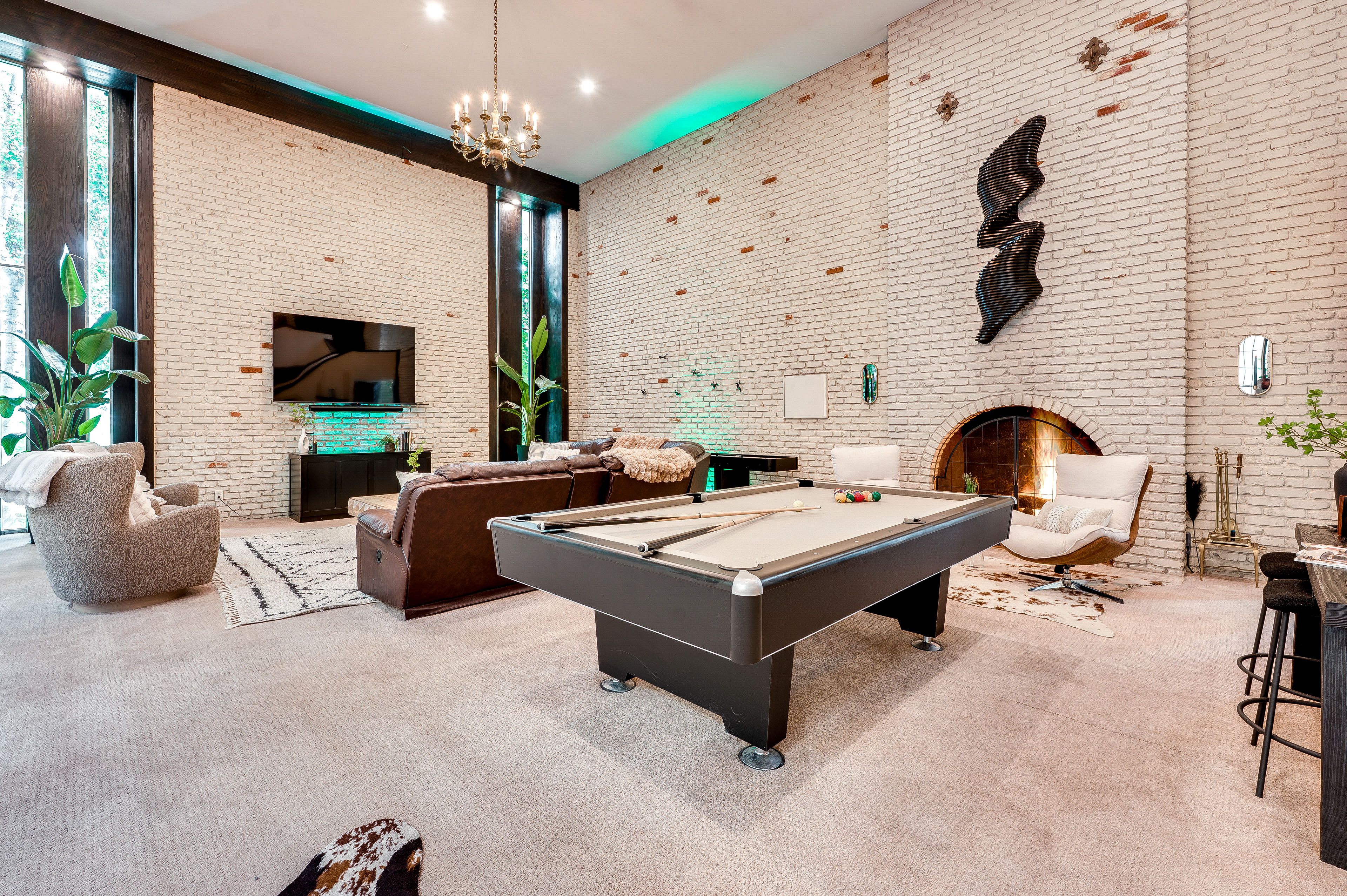 Great Room | 1st Floor | Pool Table | Open Floor Plan | Central A/C & Heating