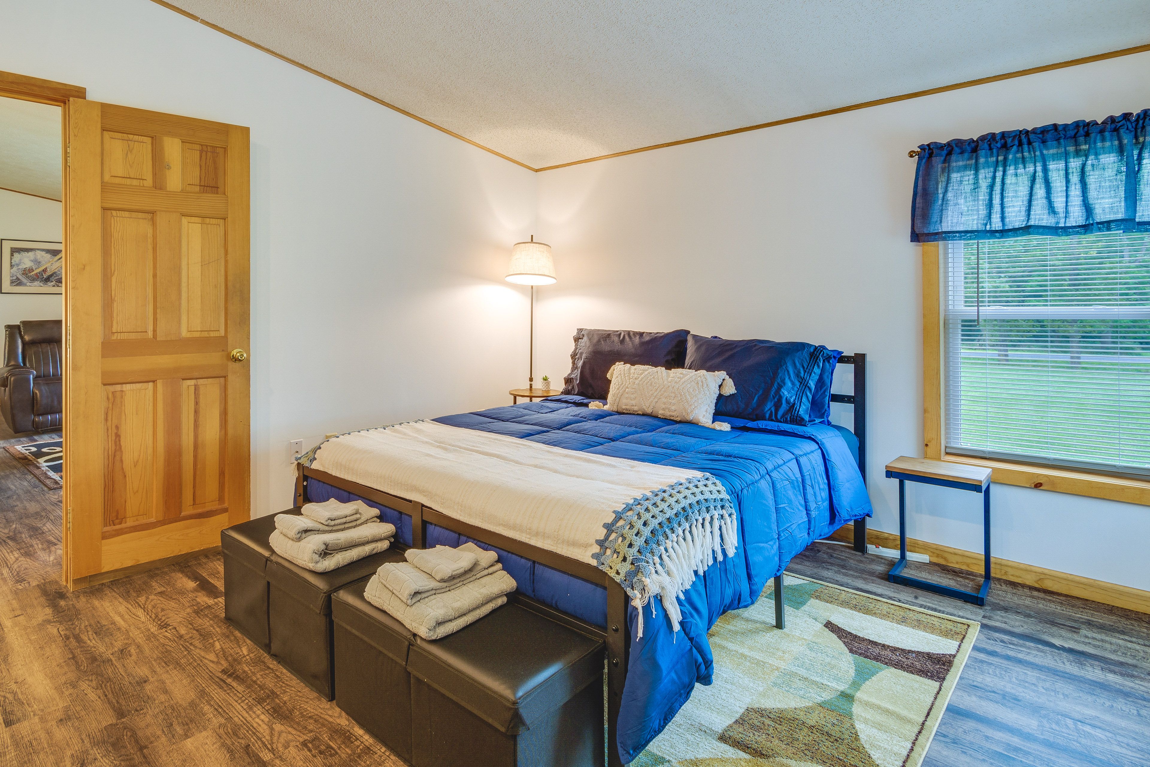 Bedroom 1 | Queen Bed | En-Suite Bathroom | Electric Fireplace