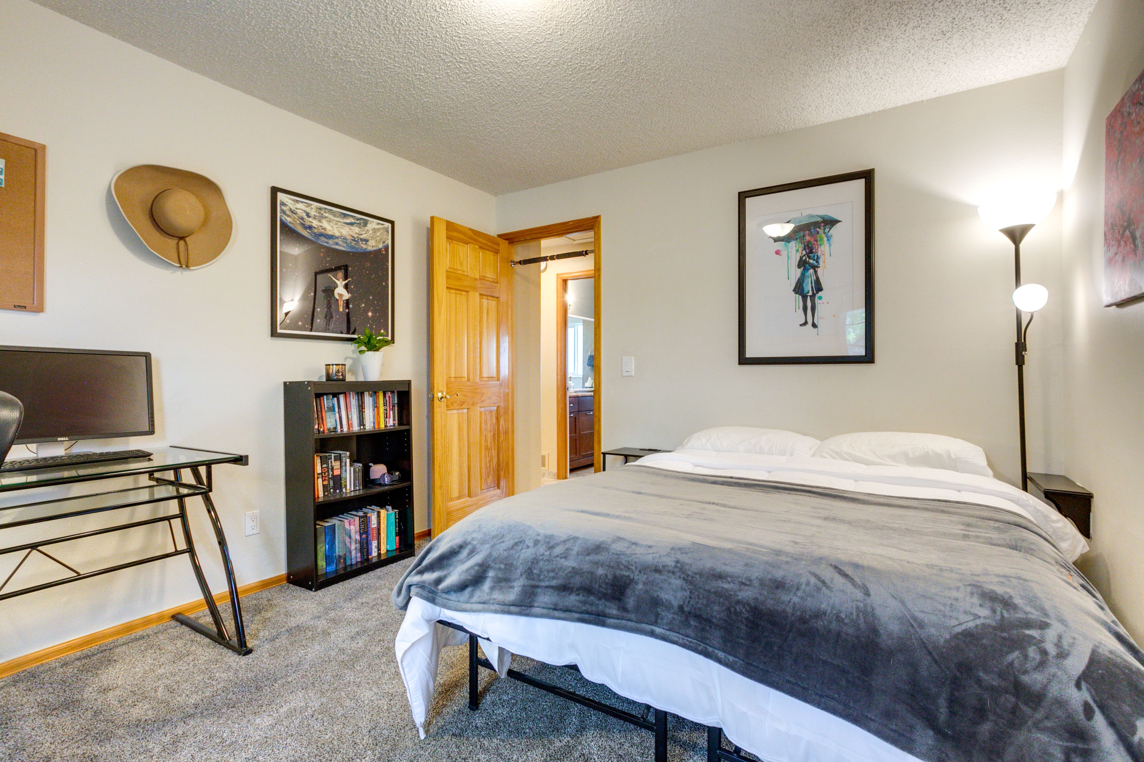 Bedroom 1 | King Bed | Linens Provided | Desk Workspace
