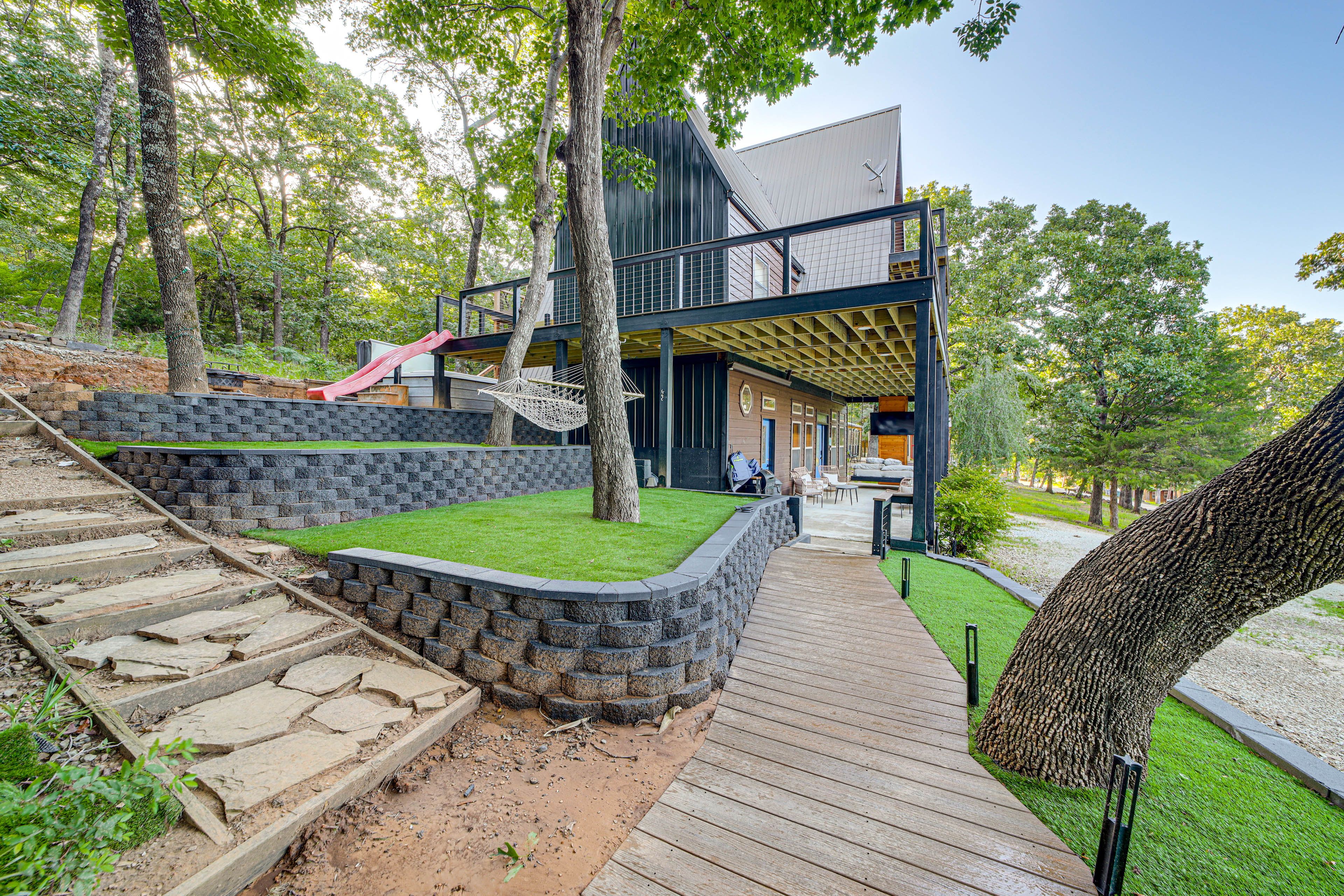 Cabin Exterior | Wraparound Deck | Furnished Front Porch | Hammocks