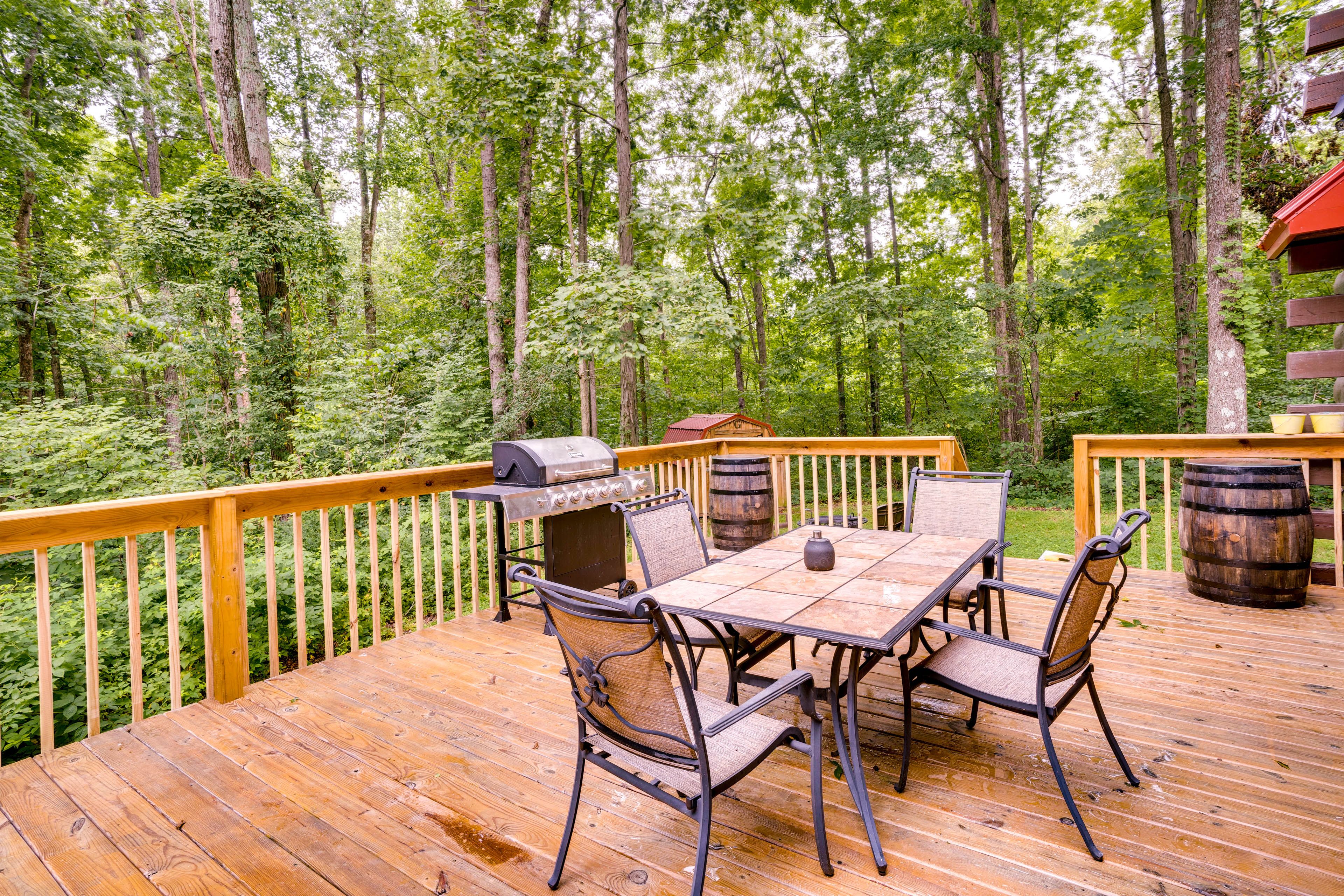 Deck | Gas Grill | Bistro Lighting | Wooded Views | Private Hot Tub