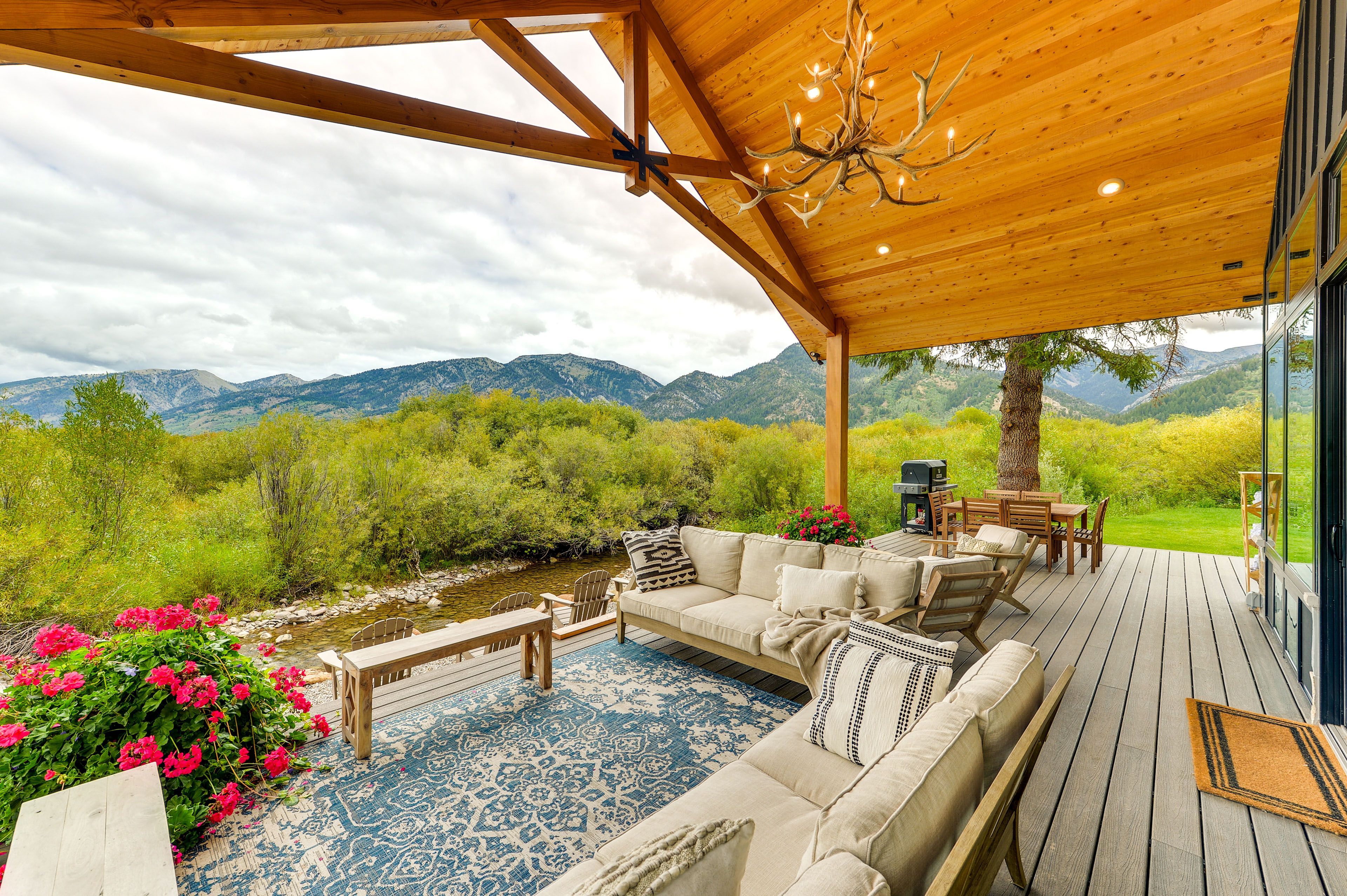 Covered Deck | Mountain/Creek Views | Vaulted Ceilings | Lounge Seating