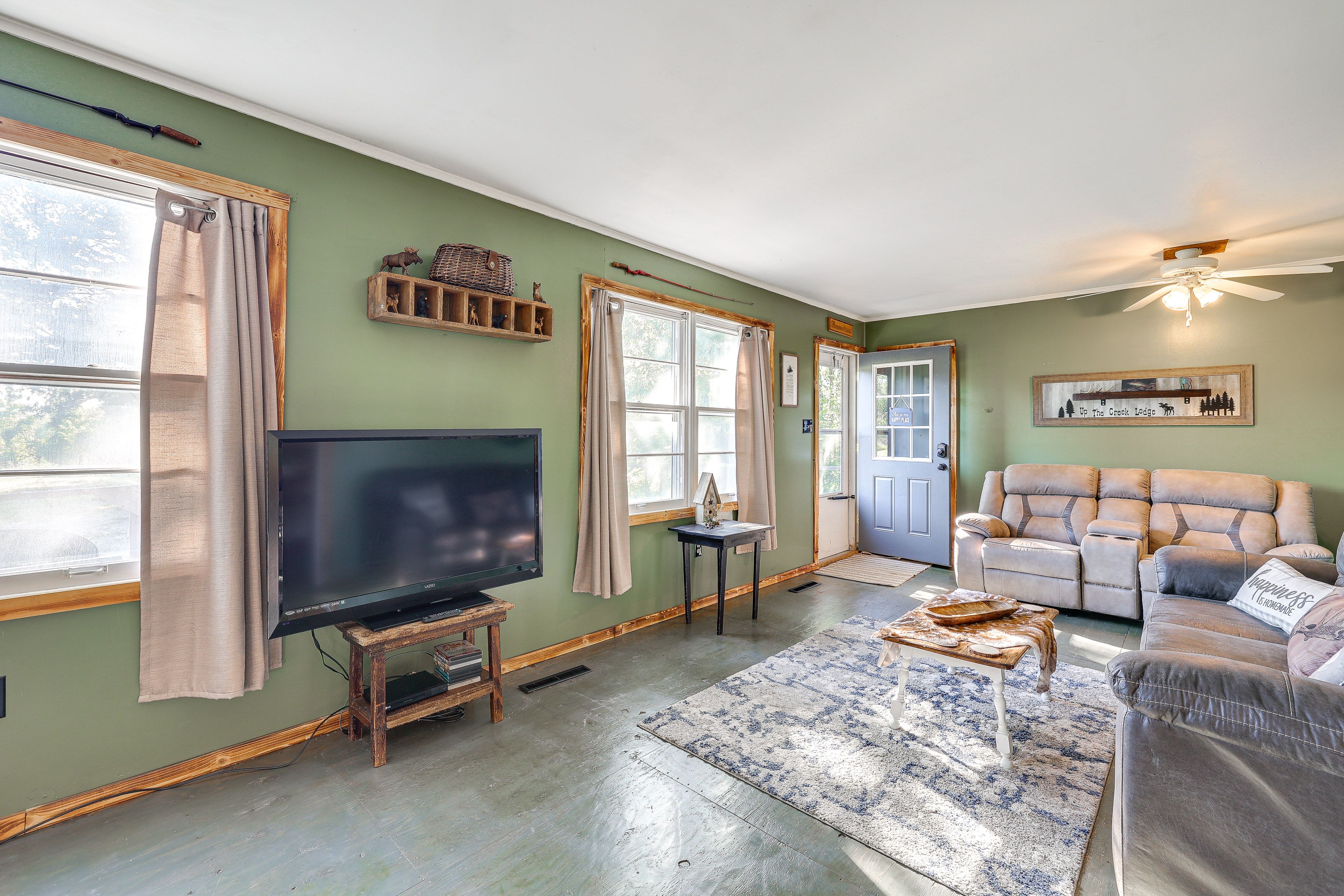 Living Area | Queen Air Mattress | Roku Smart TV | Electric Fireplace