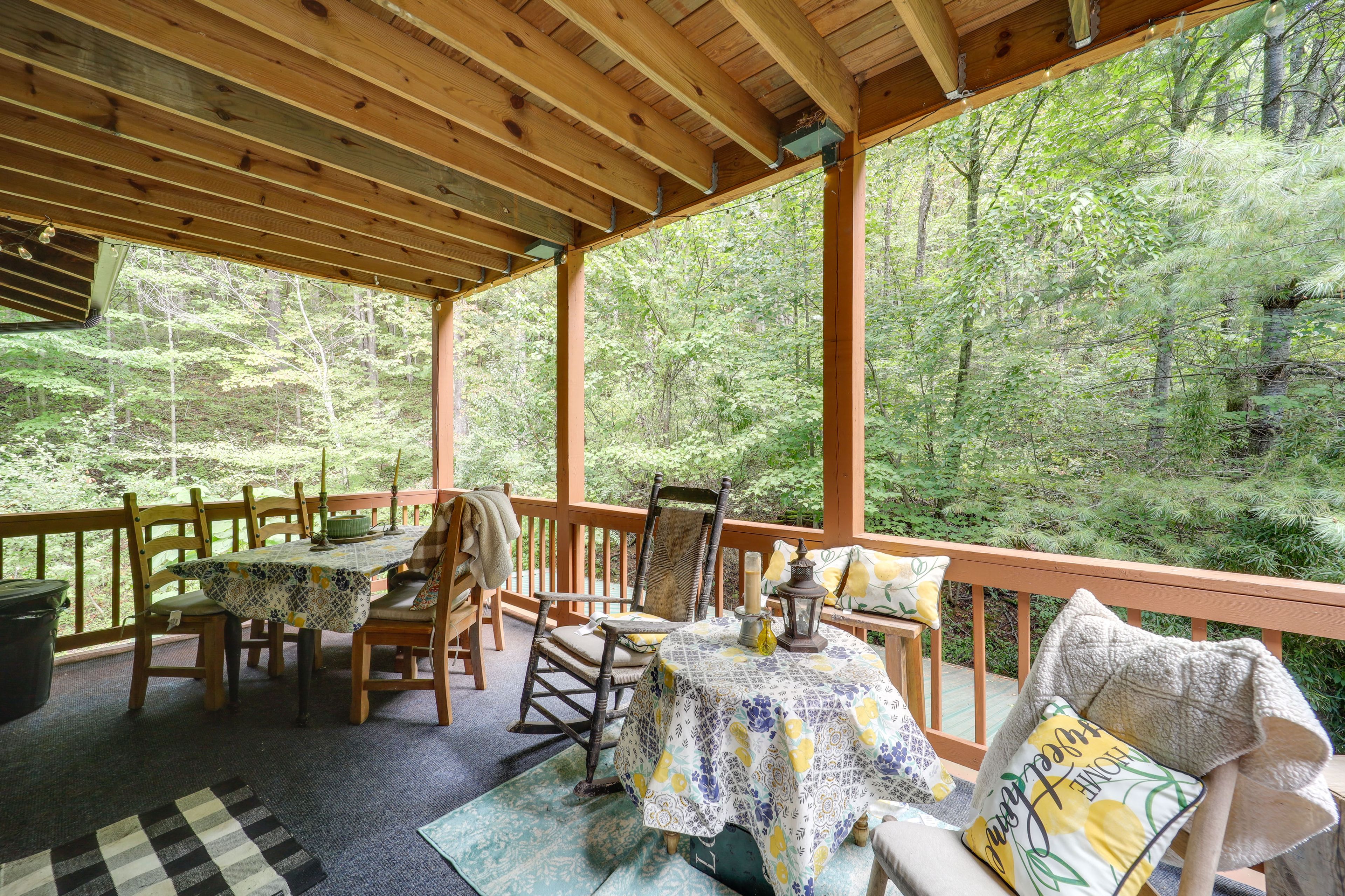Covered Porch | Dining Table | Seating | Swing