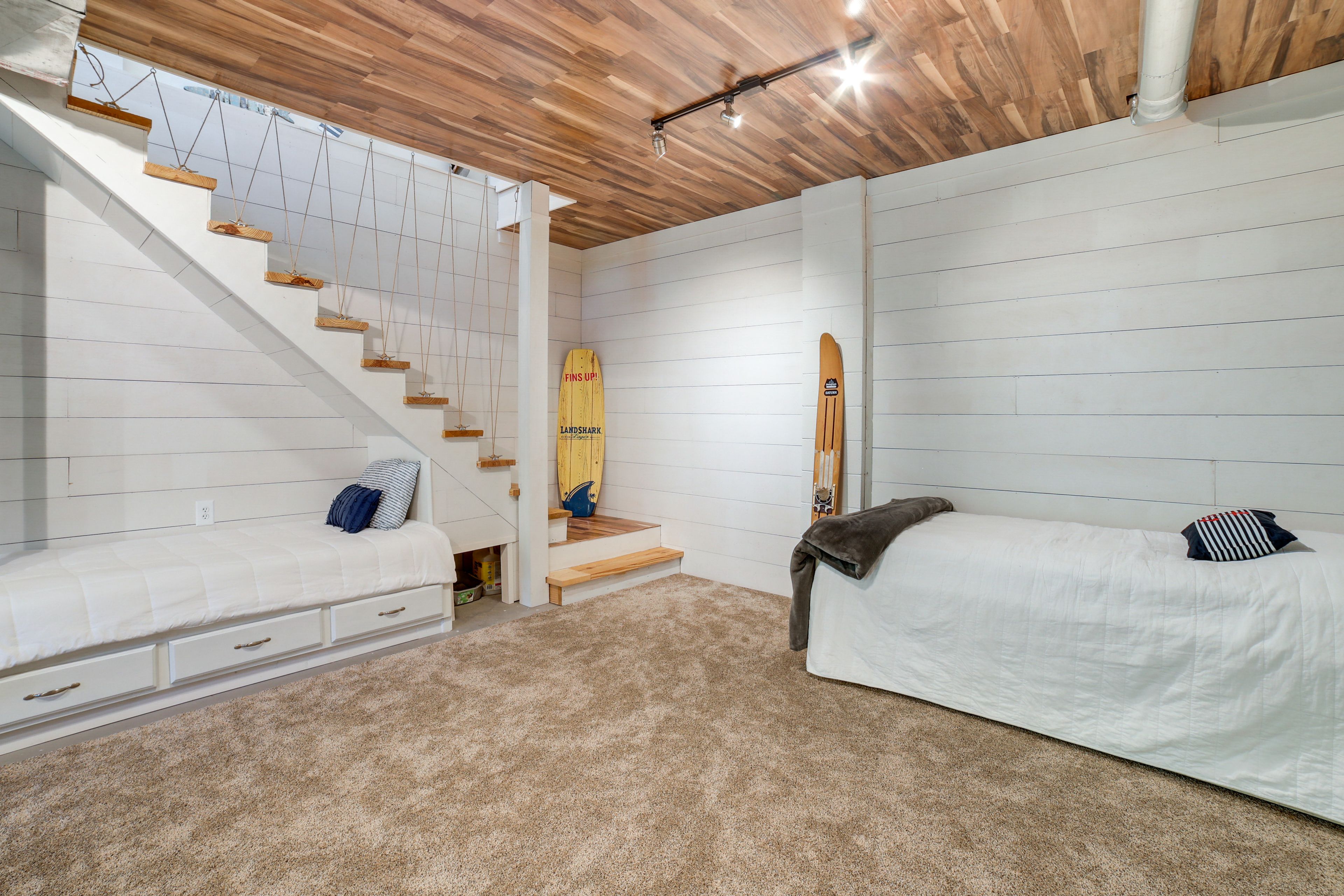 Basement | Lower Level | Stairs Required | Twin Bed | Twin Bed w/ Twin Trundle