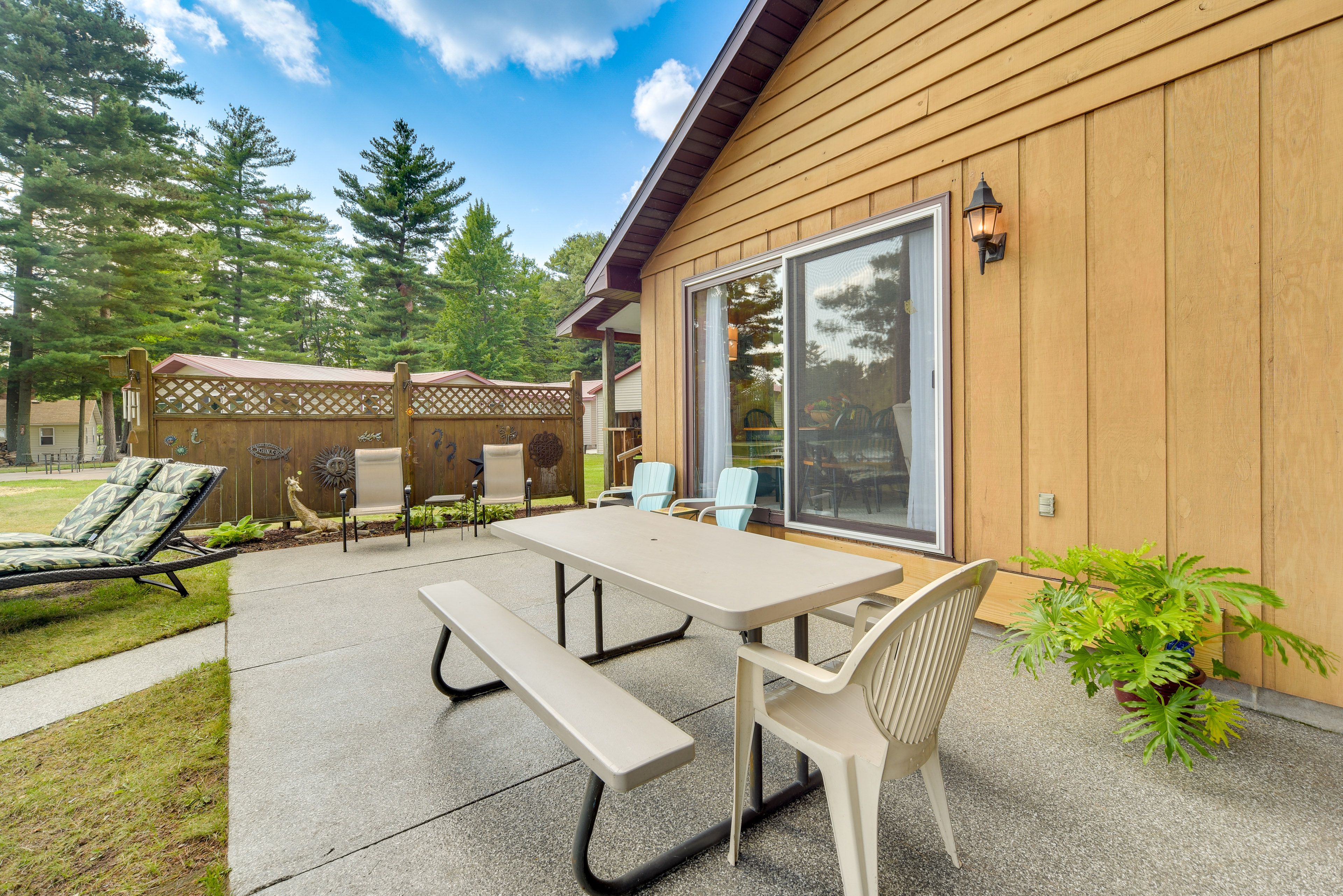 Cabin Exterior | Furnished Patio | Dining Area