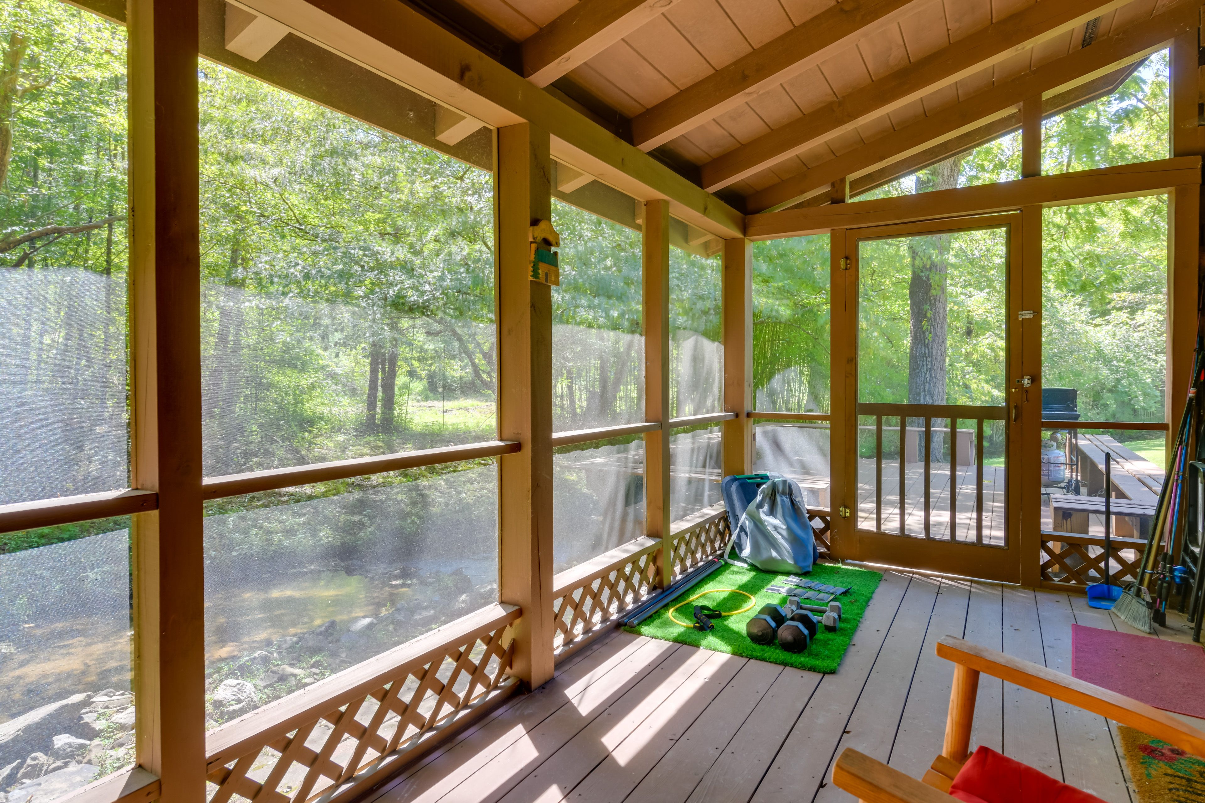 Screened Back Porch | Hot Tub | Creek View