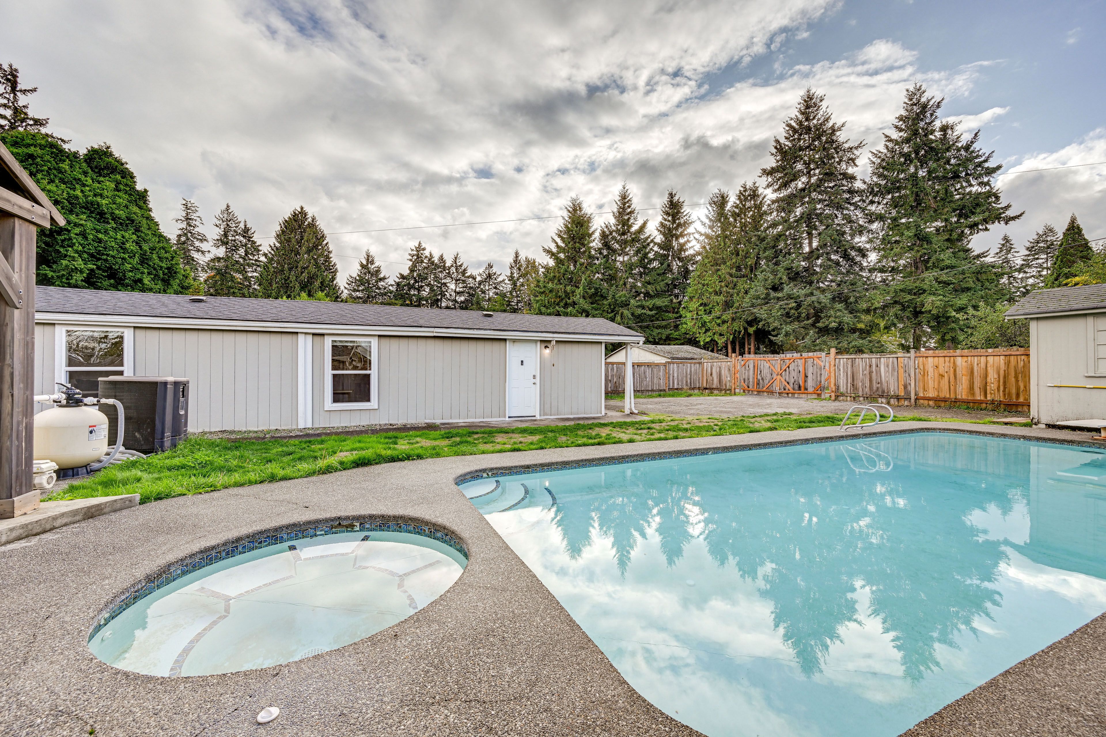 Private Yard | Seasonal Pool & Spa (Open in April, Depth 3'-9') | Gas Grill