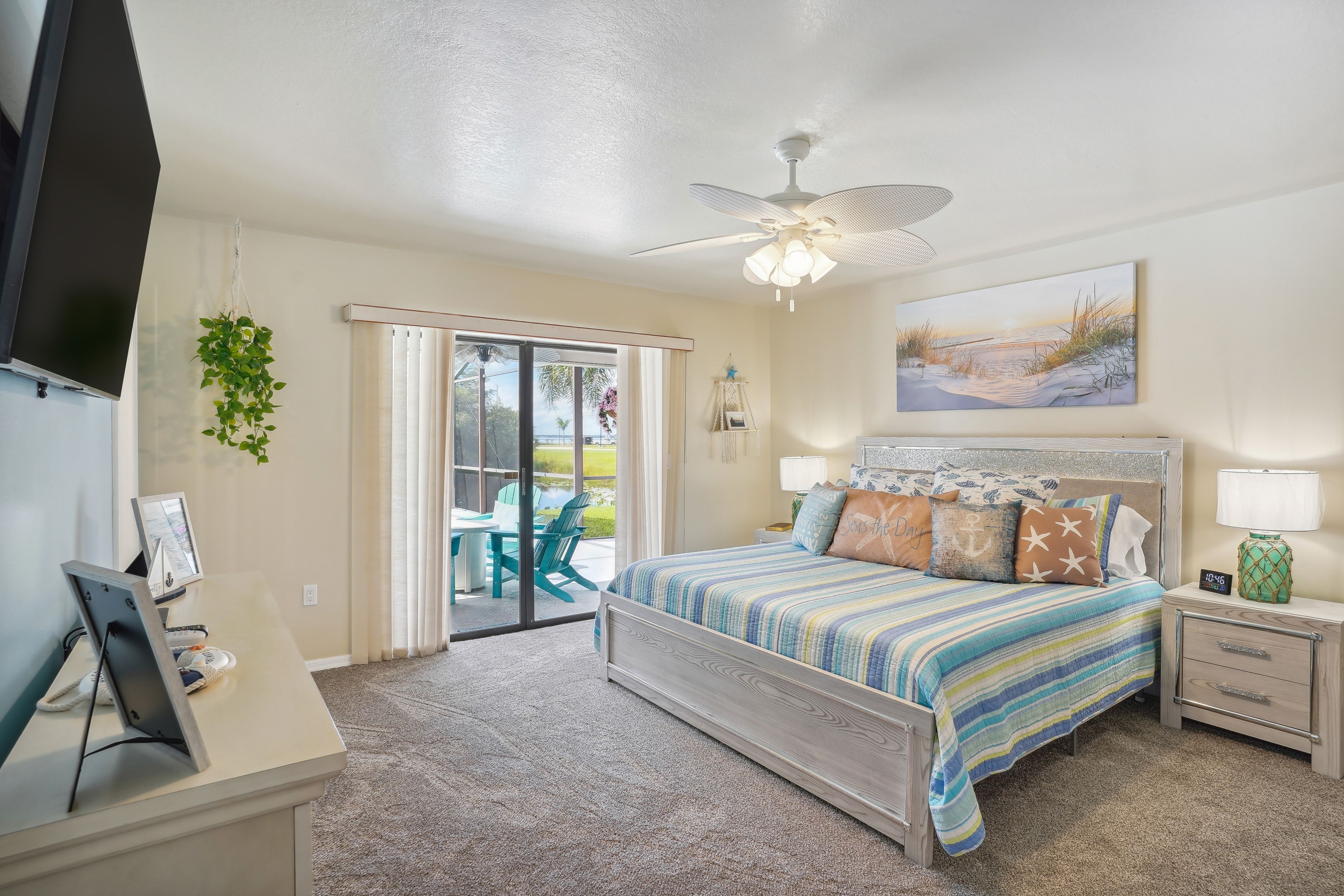 Bedroom Suite 1 | King Bed | Electric Fireplace | Access to Lanai