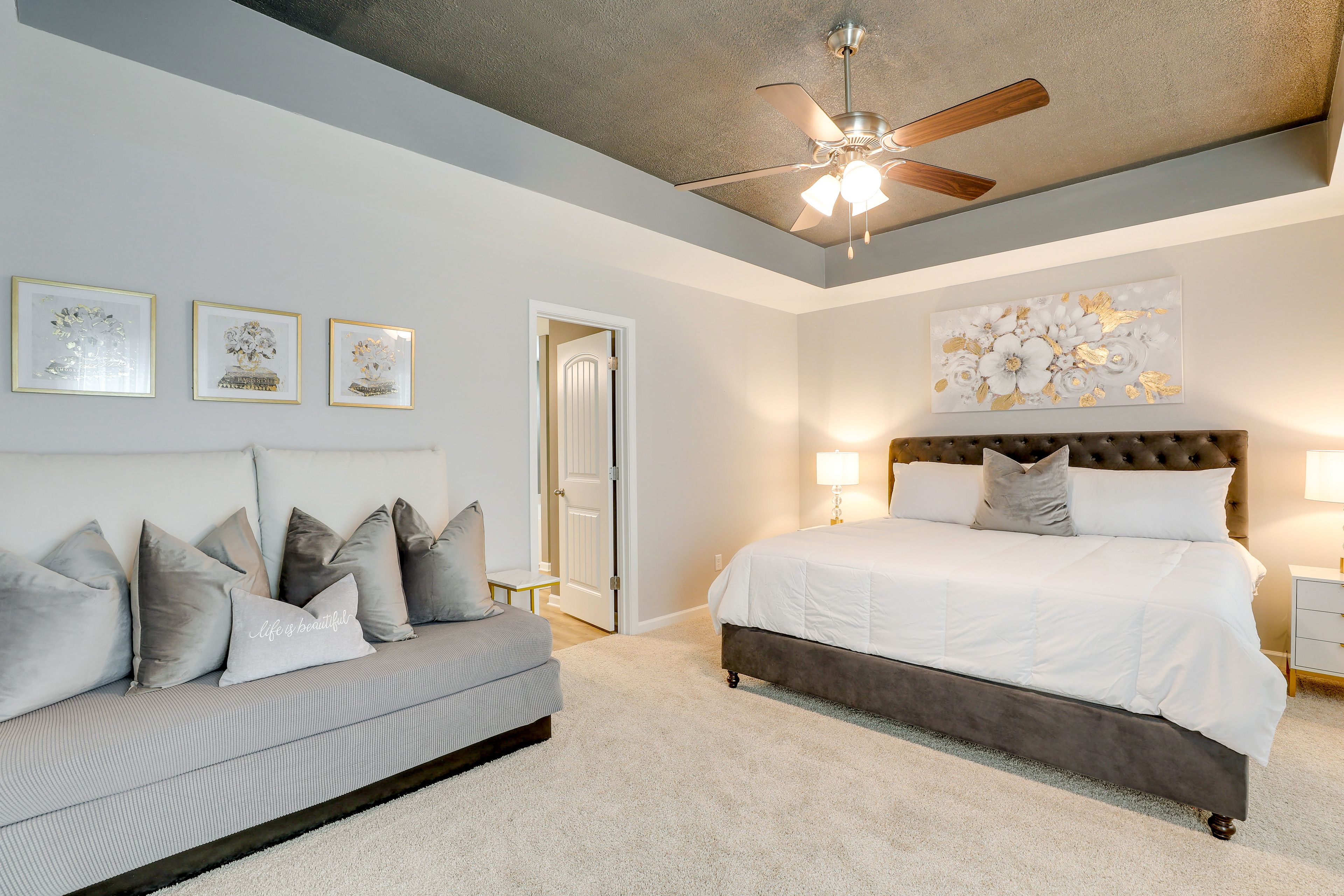 Bedroom 1 | King Bed | Twin Sleeper Sofa | Linens Provided | En-Suite Bathroom